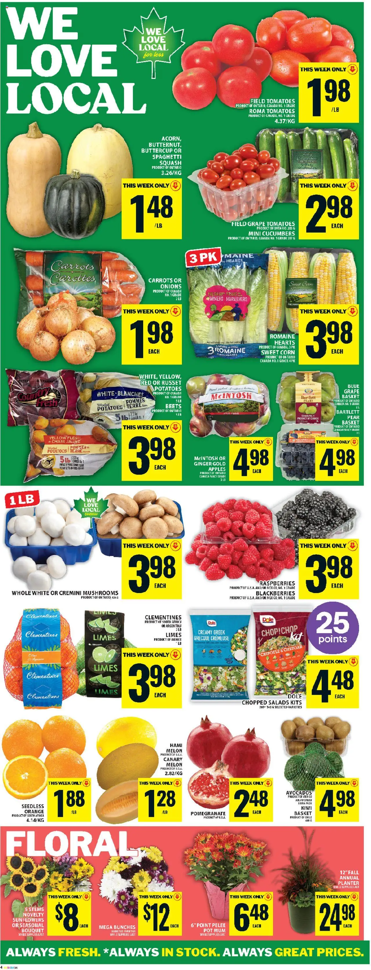 Food Basics flyer valid from 11.09.2025 | Page: 7 | Products: Kiwi, Cucumbers, Chair, Basket