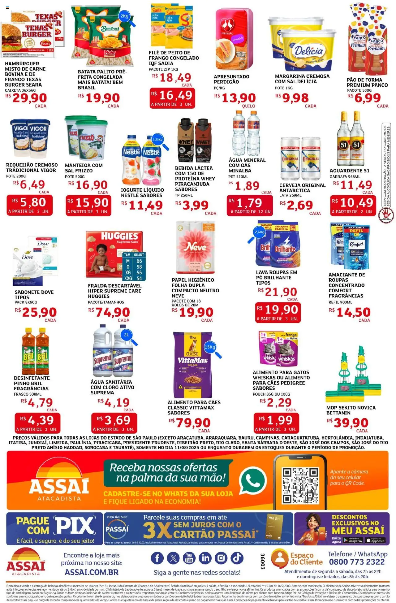 Assaí Atacadista Folheto - válido de 11.08.2025 | Página: 2 | Produtos: Frango, Desinfetante, Margarina, Água sanitária