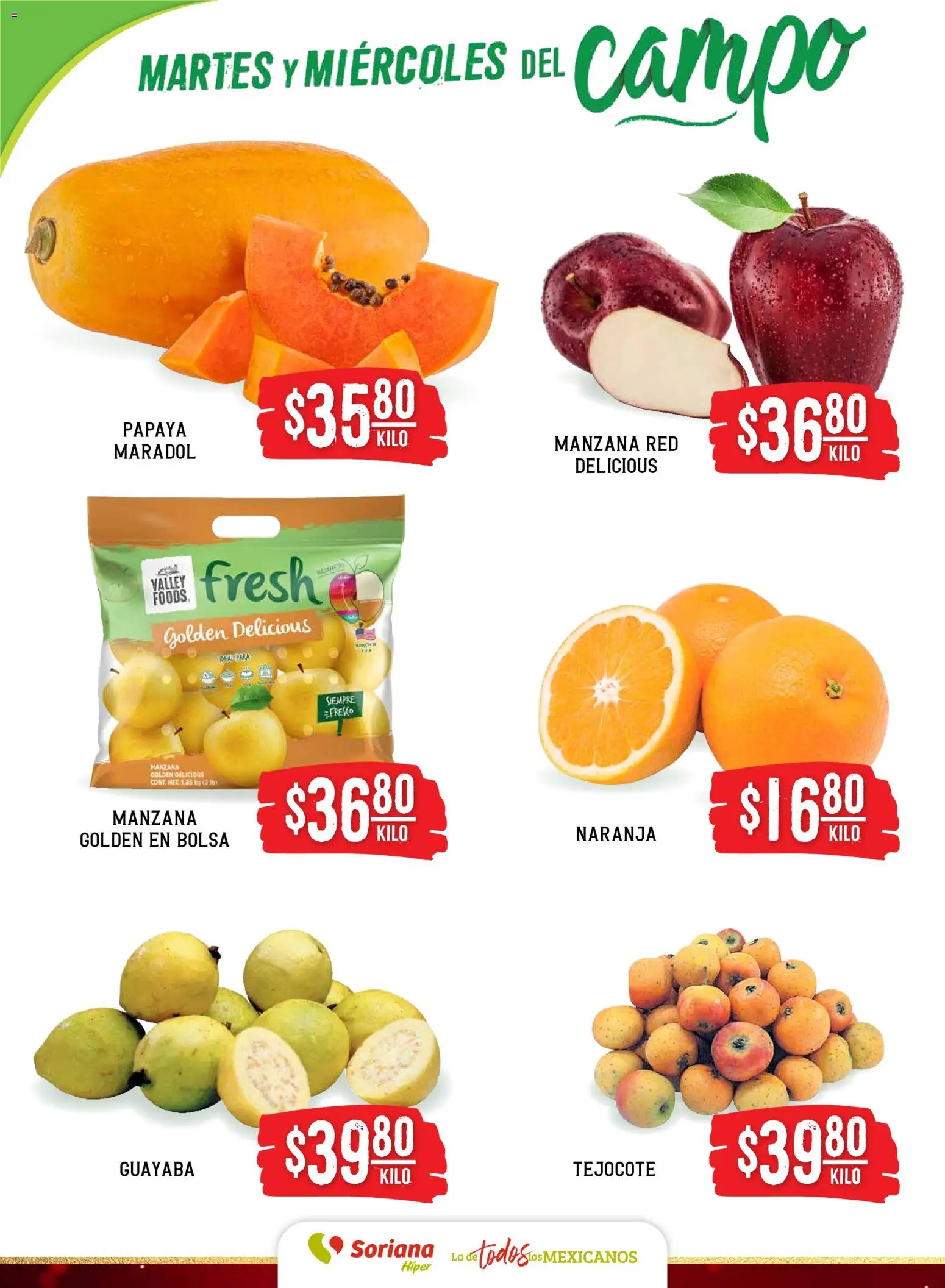Nuevas ofertas de Soriana válidas en toda la República Mexicana desde el 16.12.2025. ¡Encuentra las mejores ofertas en Soriana - Martes y Miércoles del Campo Híper: Tijuana, Mexicali, Ensenada, San Luis Río Colorado y Tecate! | Página: 2 | Productos: Bolsa, Manzana