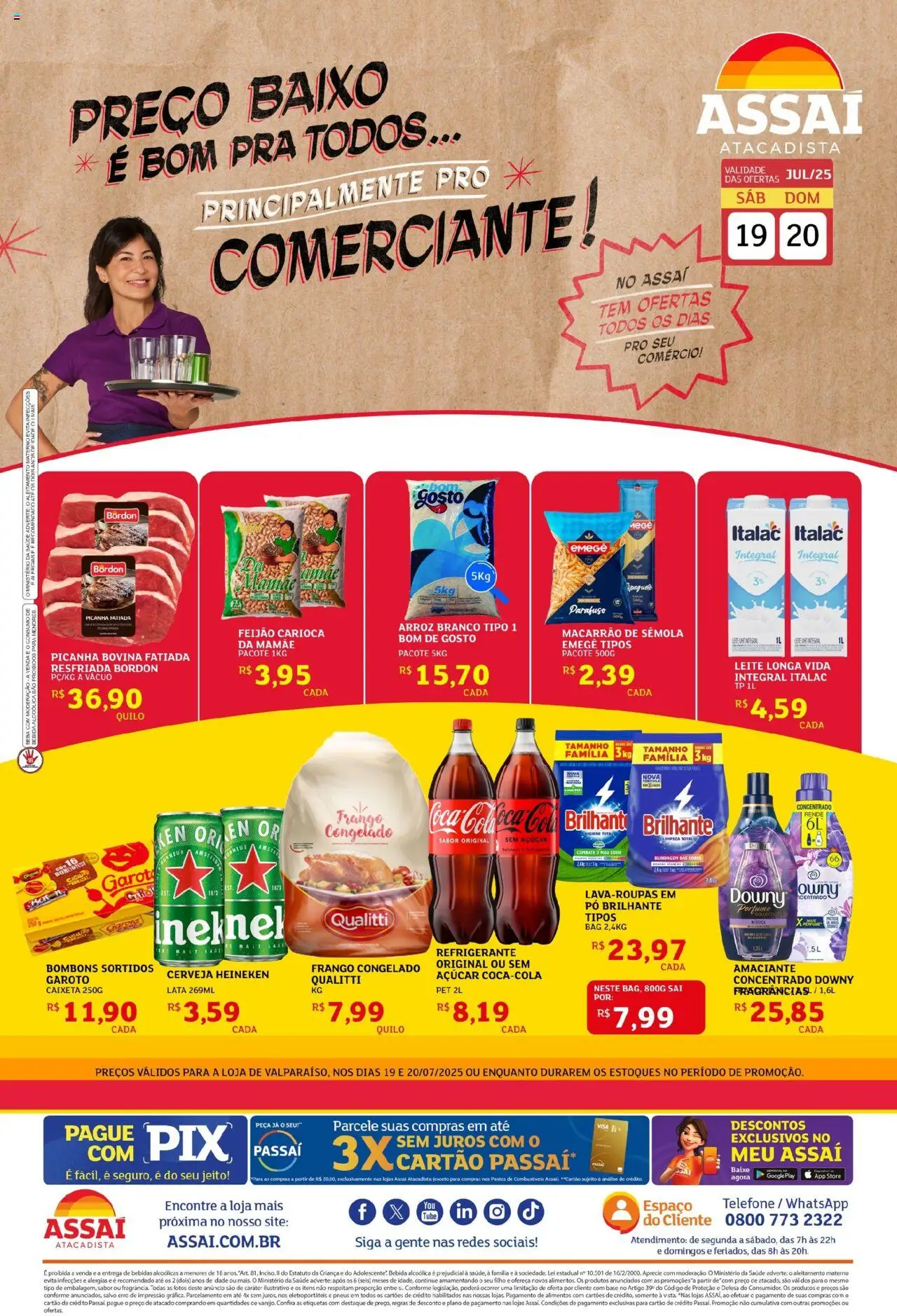 Assaí Atacadista Folheto - válido de 19.07.2025 | Página: 1 | Produtos: Perfume, Baixo, Bebida, Telefone