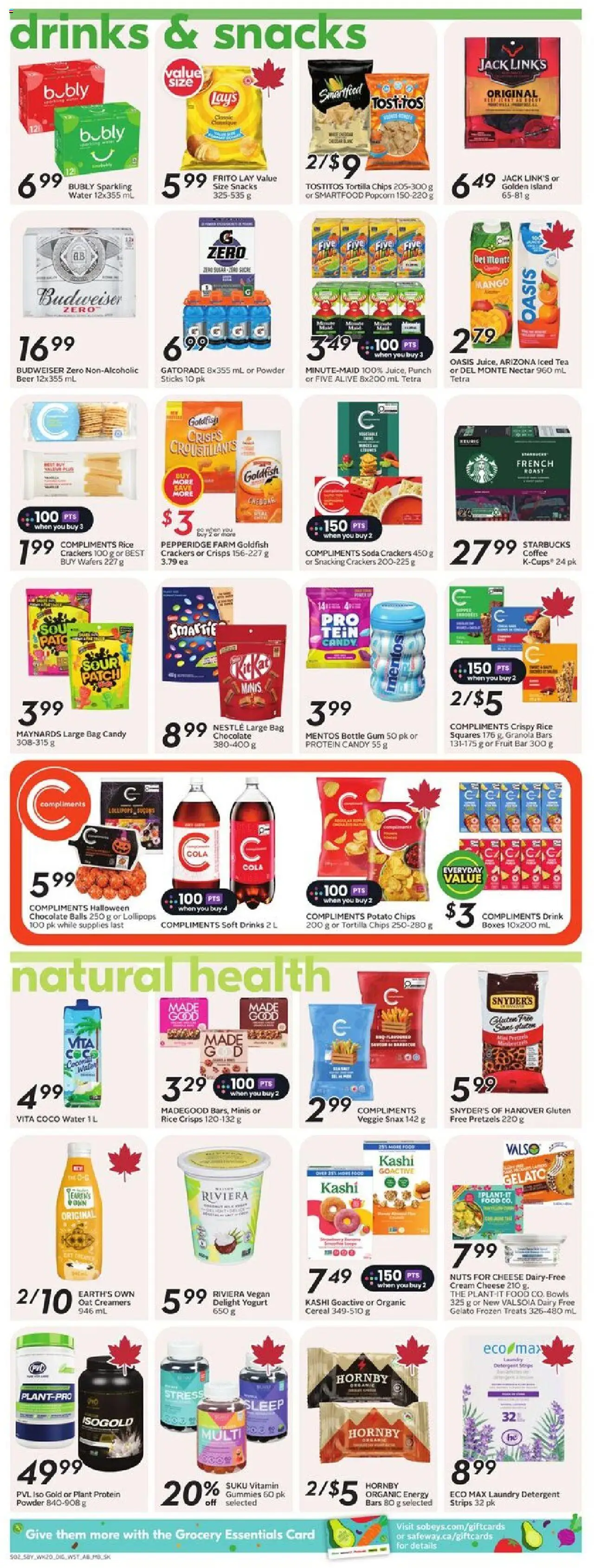 Sobeys flyer valid from 11.09.2025 | Page: 10 | Products: Tea, Cream, Detergent, Coffee