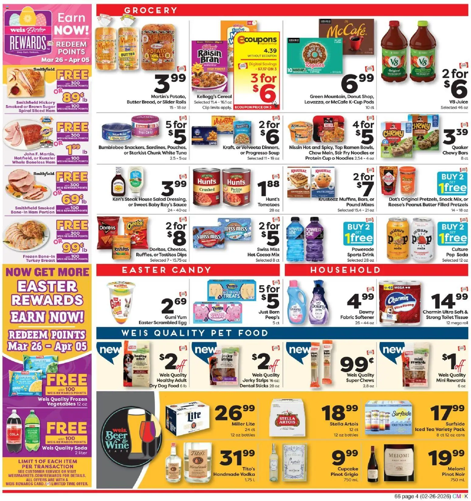Weis Weekly Circular - NJ - valid from 26.02.2026 | Page: 4 | Products: Dog Food, Coffee, Vodka, Vegetables