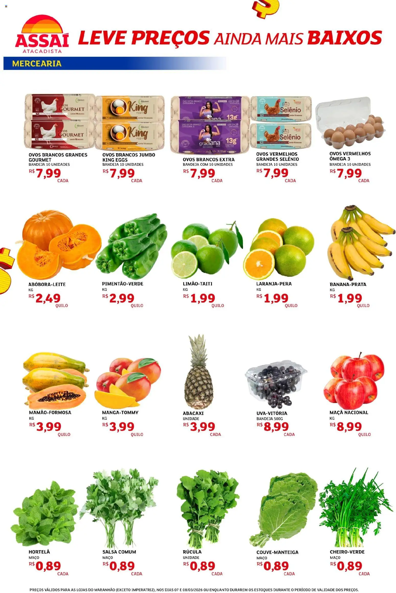 Assaí Atacadista Folheto - válido de 07.03.2026 | Página: 2 | Produtos: Hortelã, Rúcula, Abacaxi, Bandeja