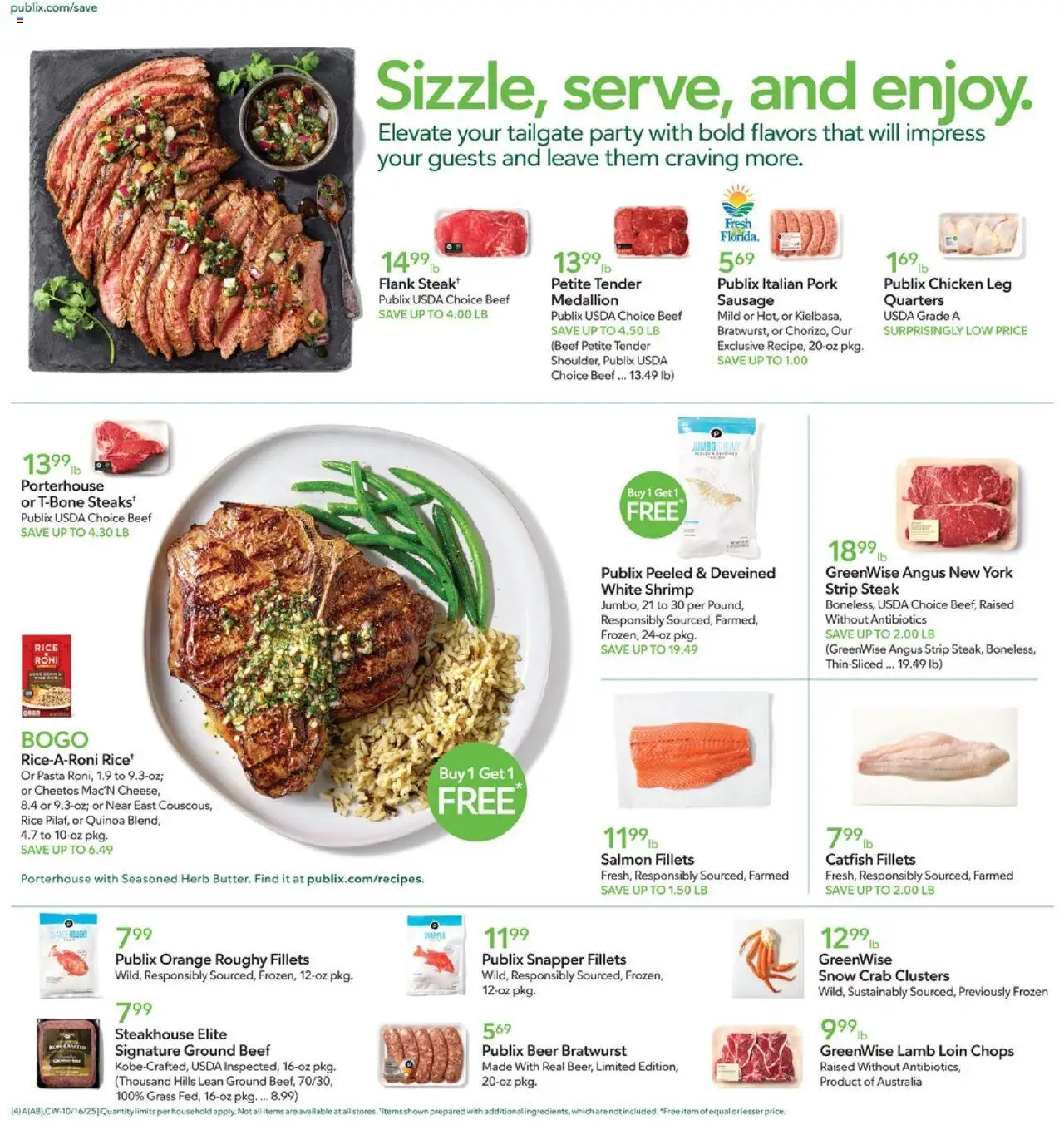 Publix Weekly Ad - valid from 15.10.2025 | Page: 4 | Products: Beer, Pork, Rice, Sausage
