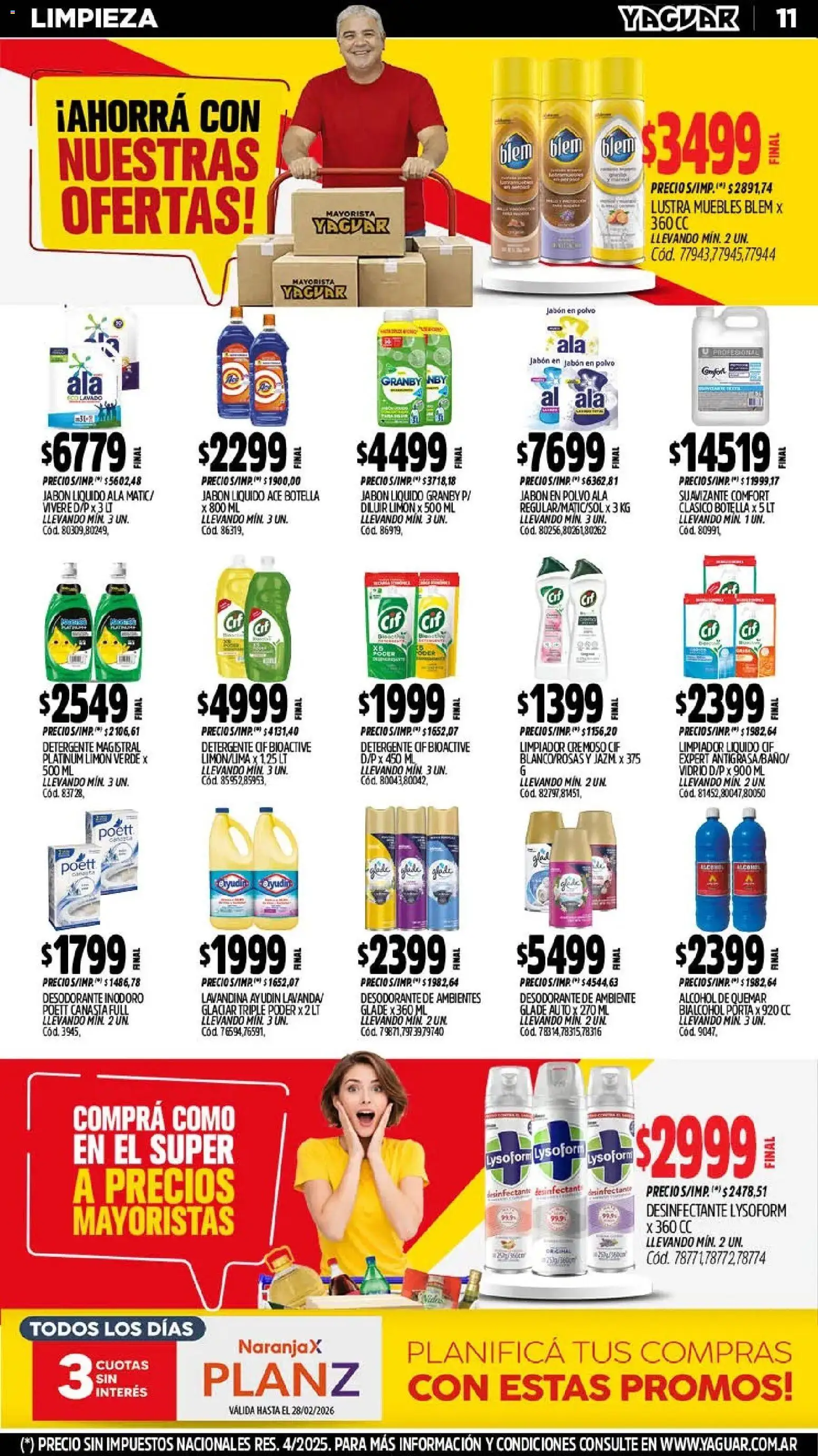 Yaguar - Oferta Semanal Trelew │ válido desde el 23.02.2026 | Página: 11 | Productos: Desinfectante, Inodoro, Polvo, Jabón