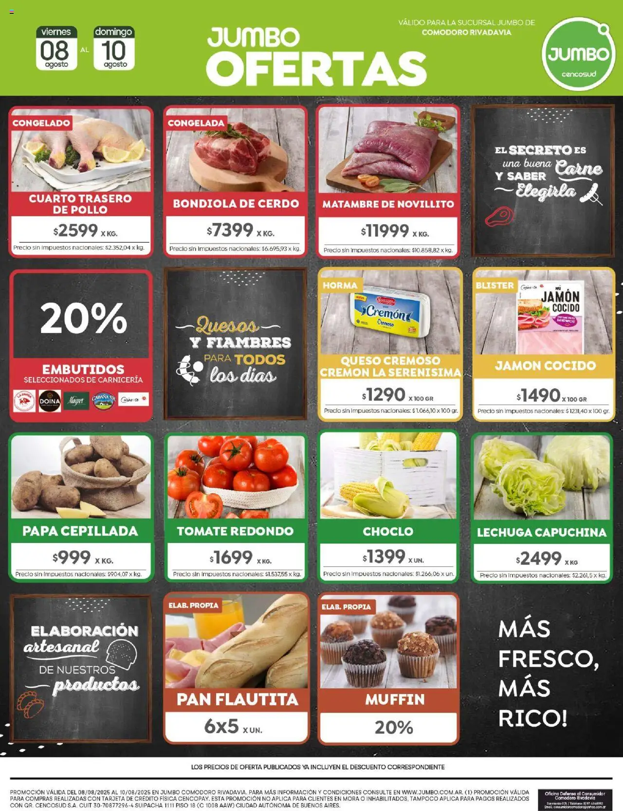 Jumbo - Ofertas | Comodoro │ válido desde el 08.08.2025 | Página: 7 | Productos: Pollo, Queso, Pan, Jamón