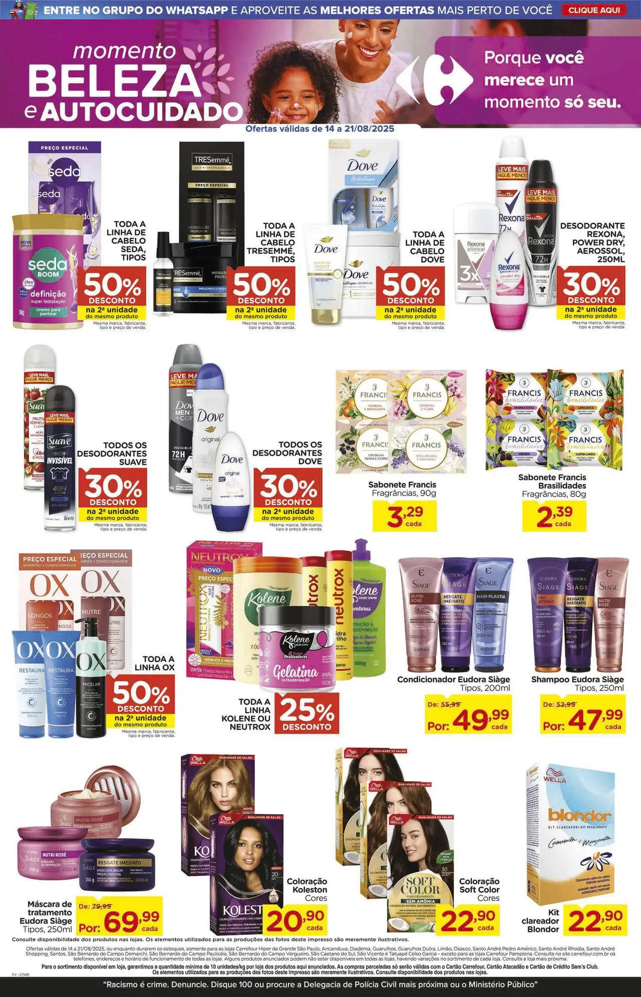 Carrefour Folheto - válido de 14.08.2025 | Página: 15 | Produtos: Shampoo, Cloro, Desodorante, Gelatina