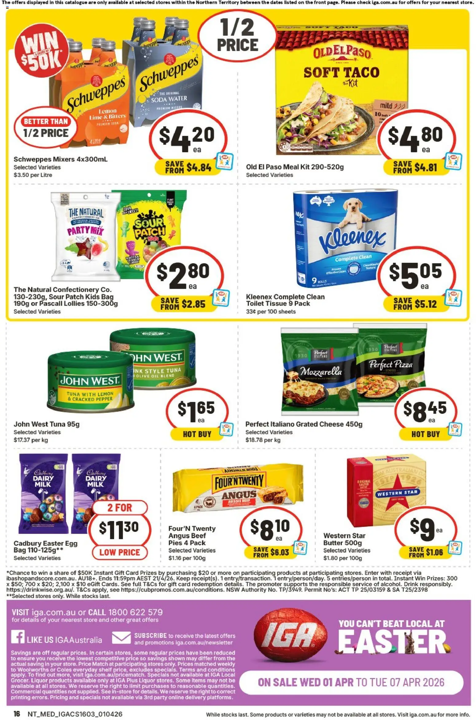 IGA catalogue - valid from 01.04.2026 | Page: 16 | Products: Shelf, Lollies, Olive oil, Water