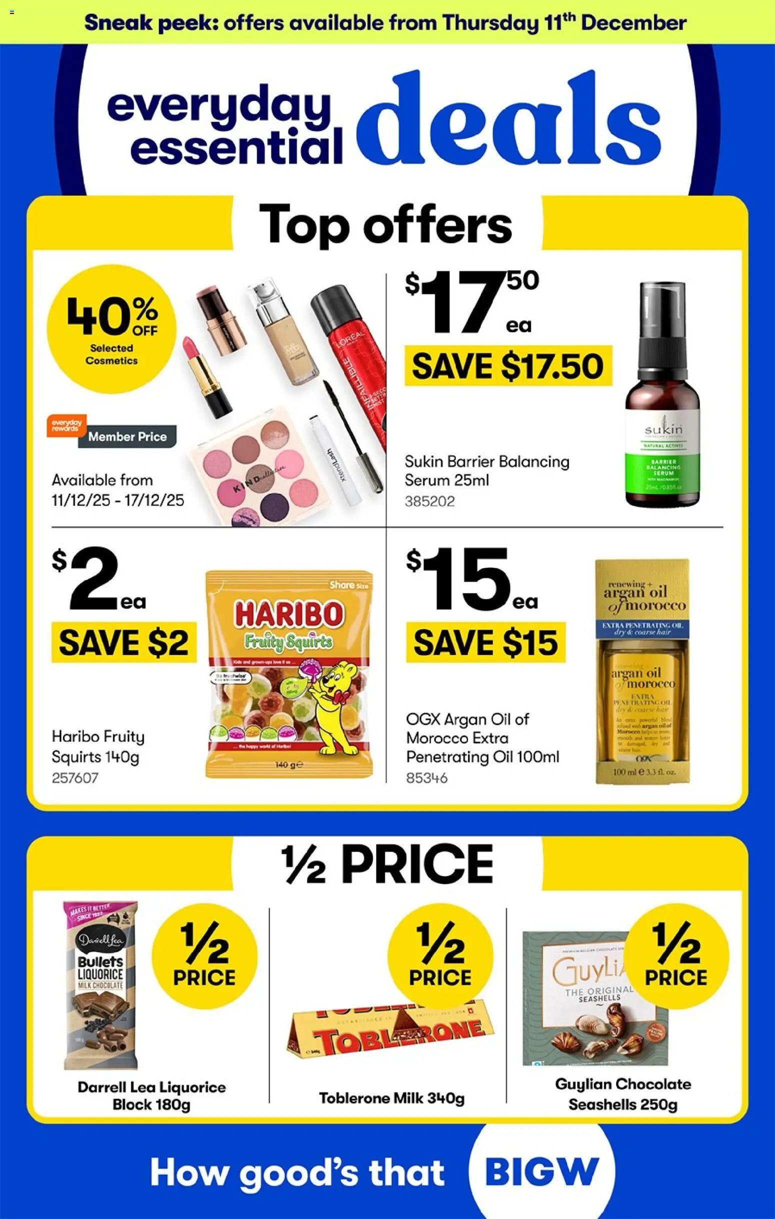Big W catalogue - valid from 08.12.2025 | Page: 1 | Products: Milk, Oil, Chocolate, Argan oil