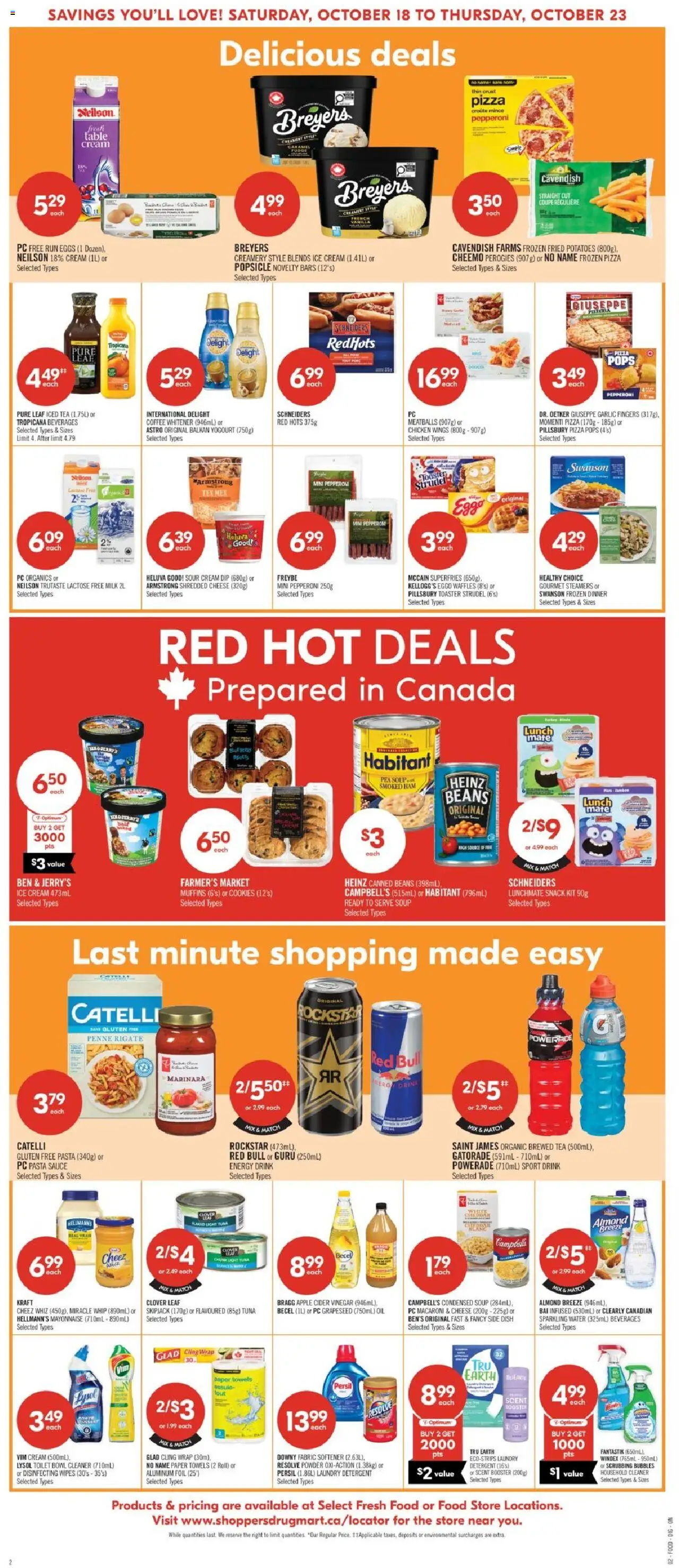 Shoppers flyer valid from 18.10.2025 | Page: 6 | Products: Powder, Detergent, Oil, Pizza