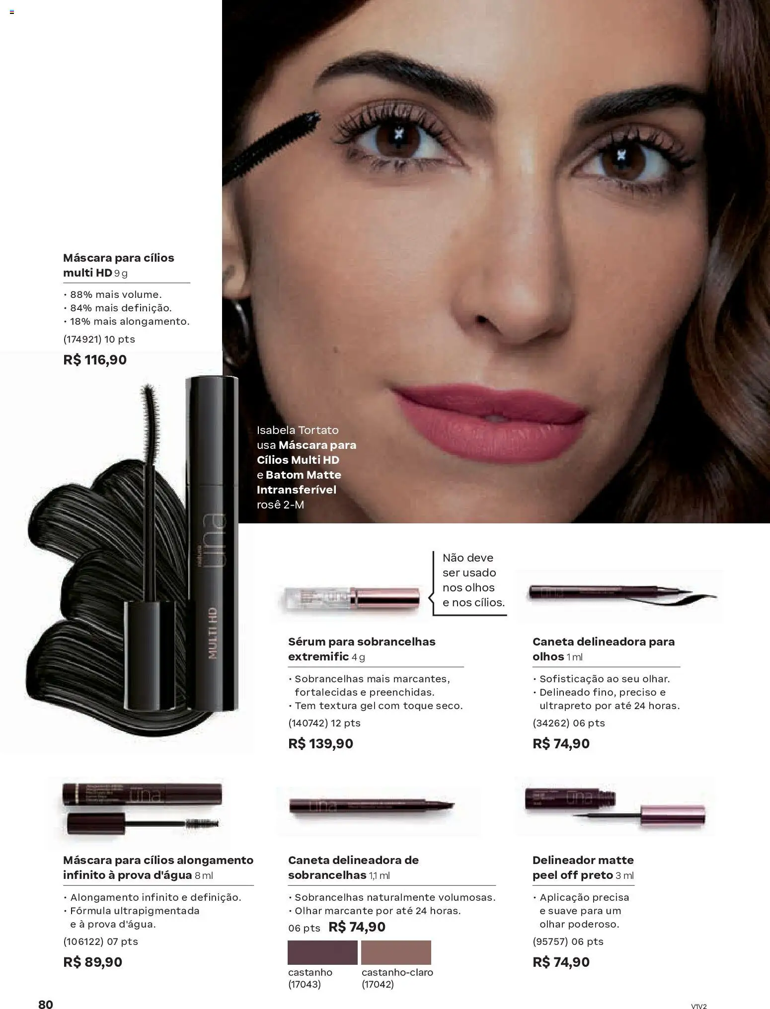 Natura Folheto - válido de 04.02.2026 | Página: 80 | Produtos: Máscara para cílios, Delineador, Batom, Sérum