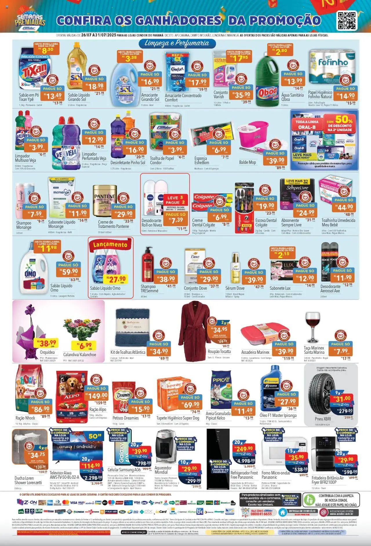 Supermercados Condor Folheto - válido de 26.07.2025 | Página: 4 | Produtos: Refrigerador, Sabão, Roupão, Assadeira