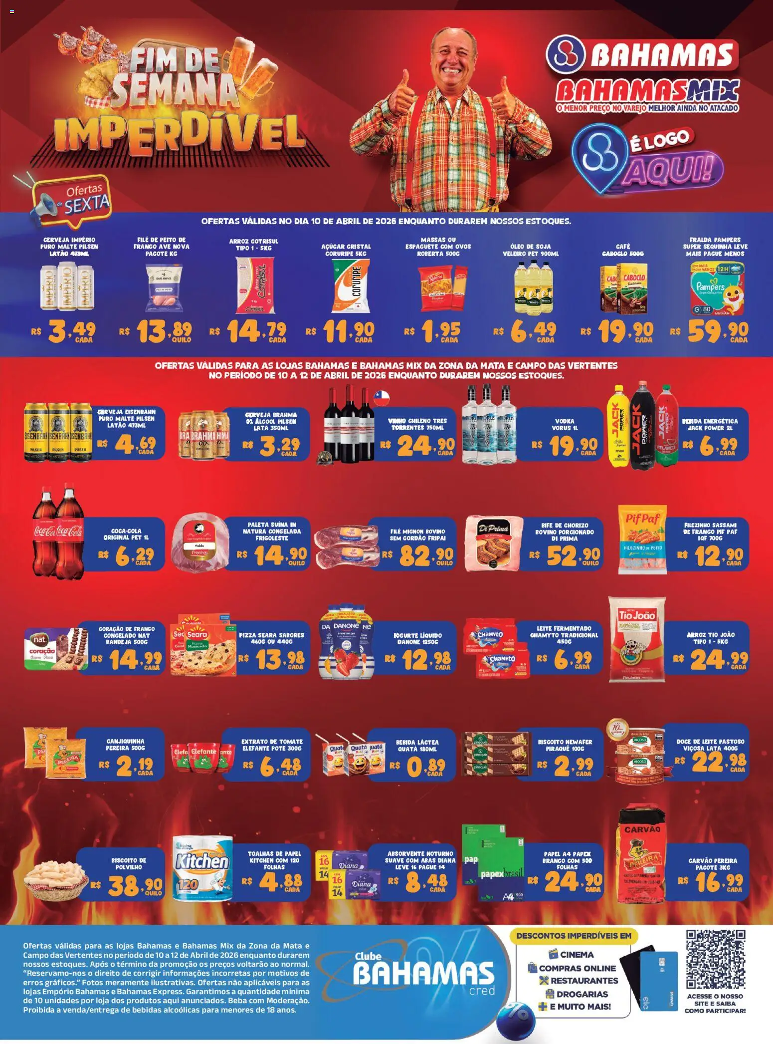 Bahamas Supermercados Folheto - válido de 10.04.2026 | Página: 1 | Produtos: Melancia, Polvilho, Café, Leite fermentado