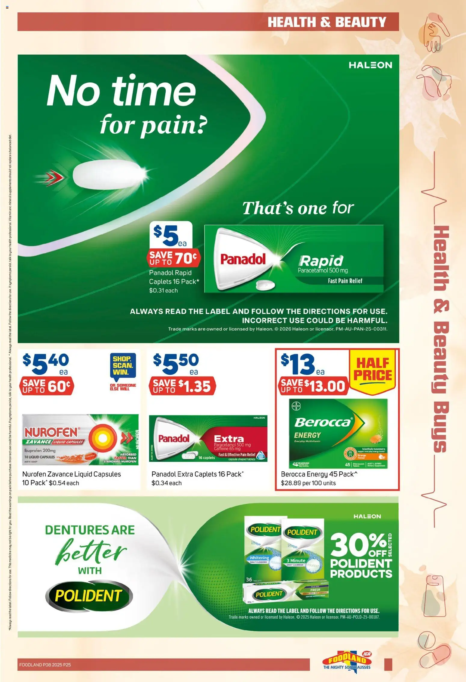 Foodland catalogue - valid from 04.03.2026 | Page: 25 | Products: Multivitamin, Tablets, Pain relief