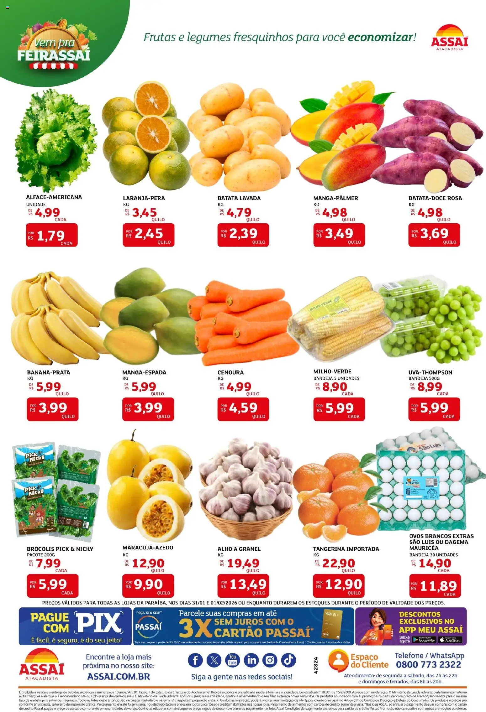 Assaí Atacadista Folheto - válido de 31.01.2026 | Página: 3 | Produtos: Alho, Pneus, Cenoura, Bandeja