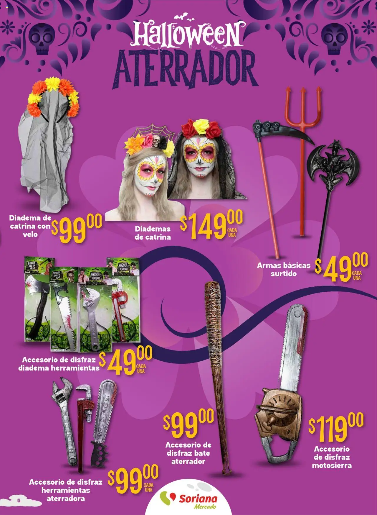 Nuevas ofertas de Soriana válidas en toda la República Mexicana desde el 25.09.2025. ¡Encuentra las mejores ofertas en Soriana - Halloween y Día de Muertos Mercado Nacional! | Página: 5 | Productos: Motosierra