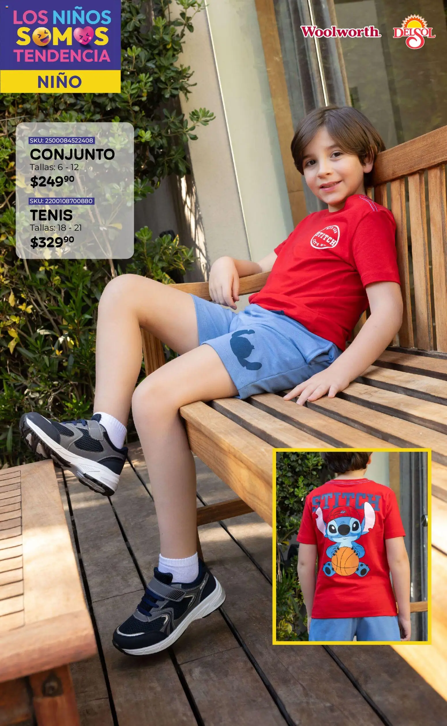 Nuevas ofertas de Del Sol y Woolworth válidas en toda la República Mexicana desde el 16.04.2026. ¡Encuentra las mejores ofertas en Del Sol y Woolworth katalog Moda Niños 2026! | Página: 8 | Productos: Tenis, Conjunto