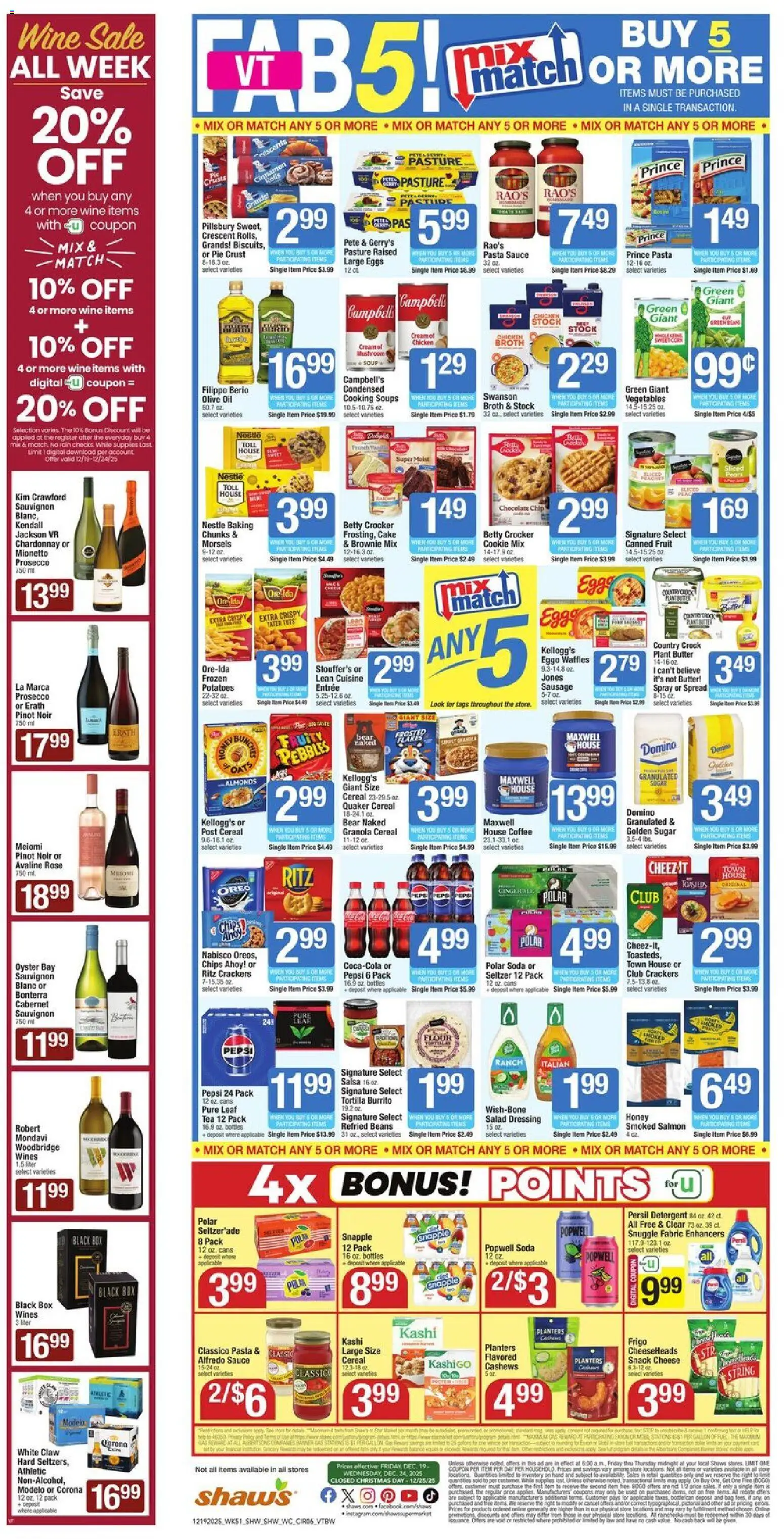 Shaw's Weekly Ad - VT - valid from 19.12.2025 | Page: 6 | Products: Milk, Cheese, Sugar, Sausage