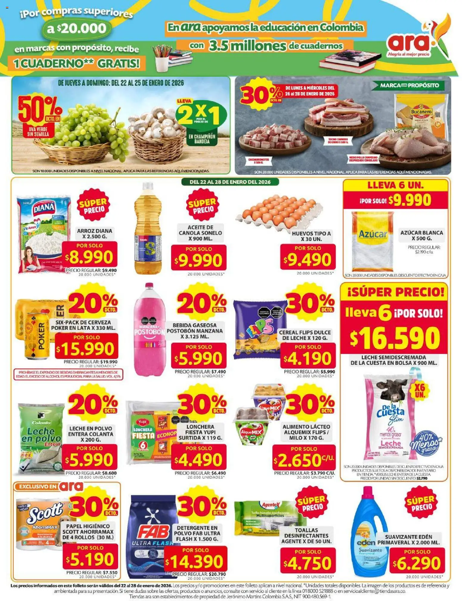 Ara revista - valida desde el 15.01.2026 | Página: 3 | Productos: Gaseosa, Caja, Uva, Papel higiénico