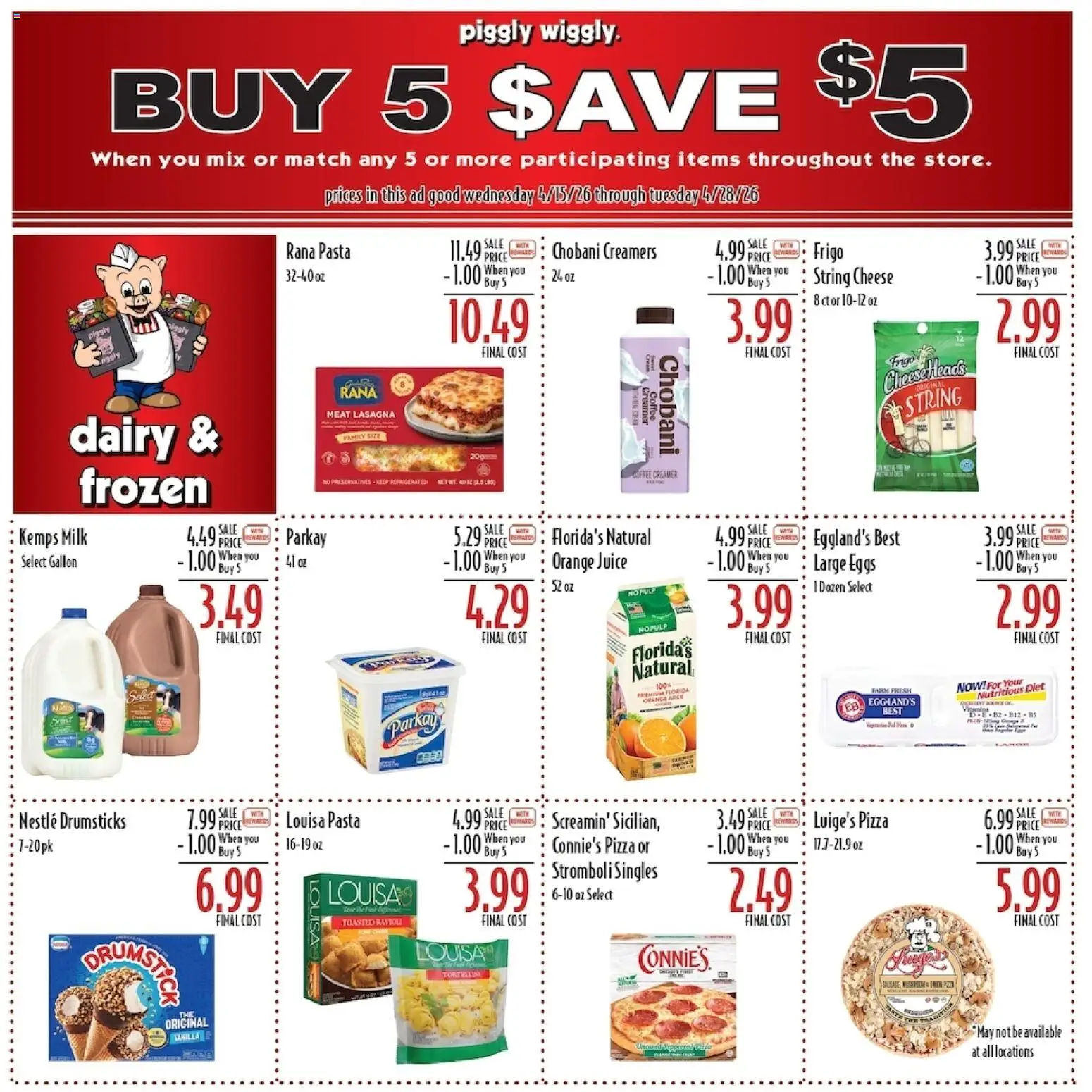 Piggly Wiggly Weekly Ad - valid from 22.04.2026 | Page: 7 | Products: Milk, Coffee, Pizza, Juice