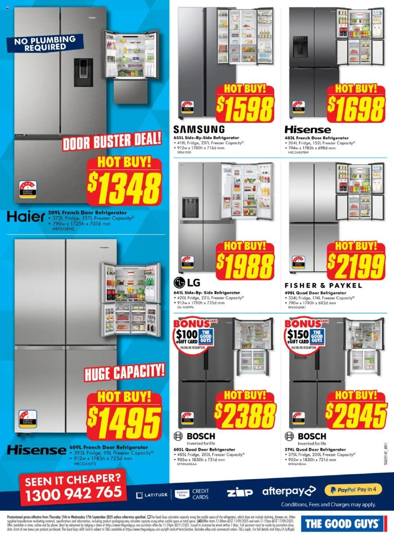 The Good Guys catalogue - valid from 10.09.2025 | Page: 3 | Products: Door, Date, Freezer, Refrigerator