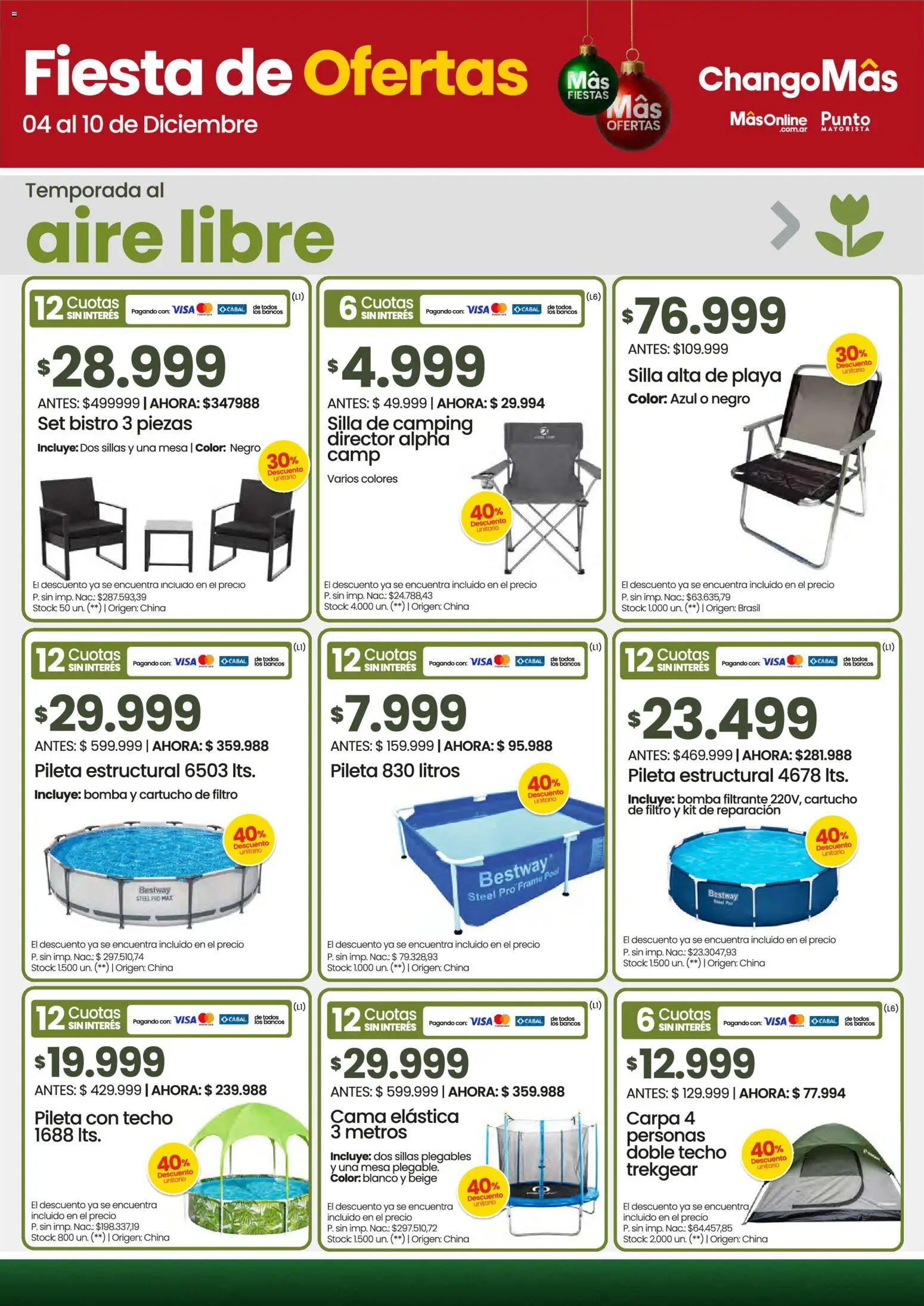 Punto Mayorista catálogo │ válido desde el 04.12.2025 | Página: 10 | Productos: Carpa, Cama elástica, Cama, Silla