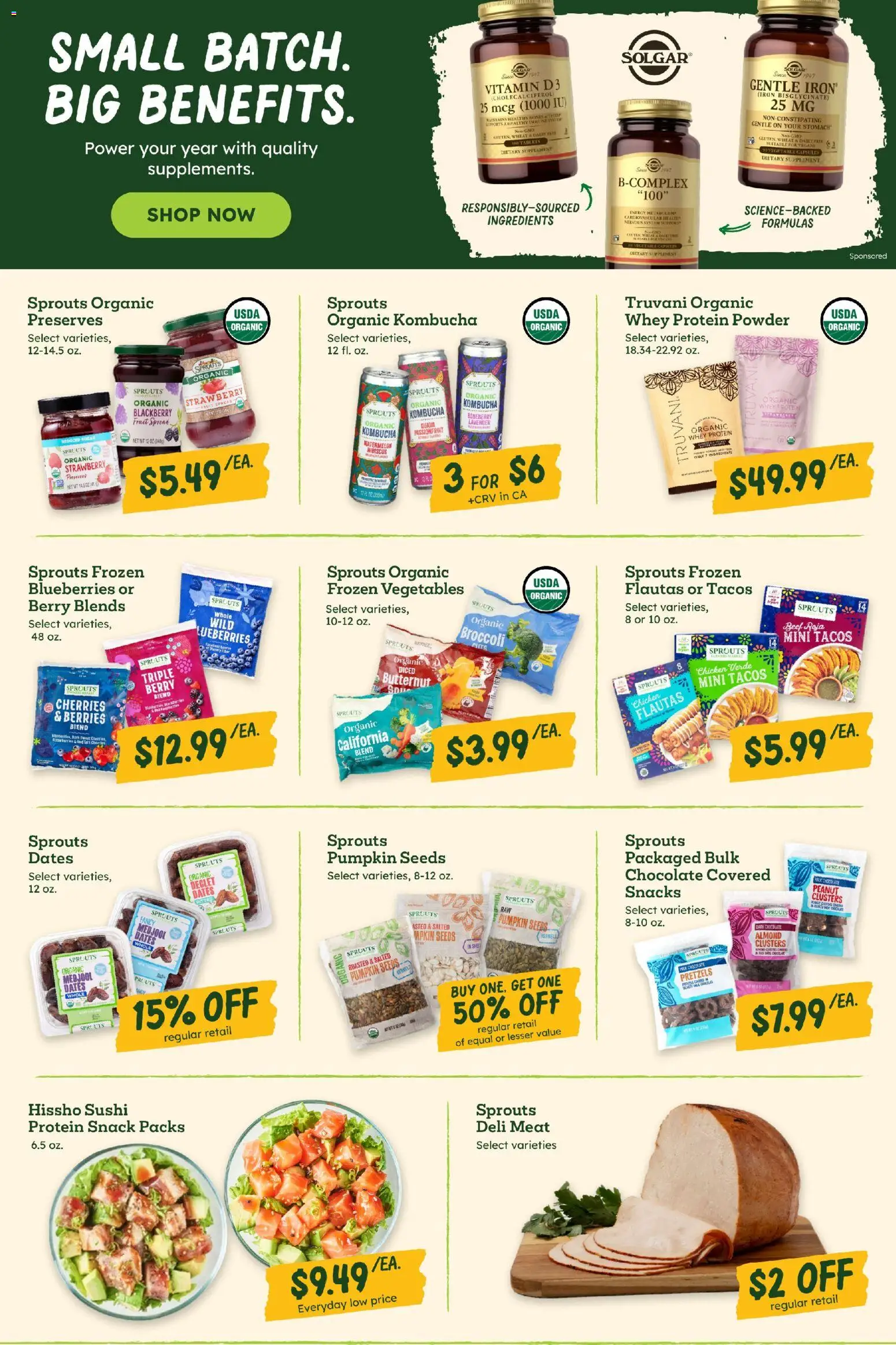 Sprouts Weekly Ad - valid from 21.01.2026 | Page: 5 | Products: Protein Powder, Cherries, Vegetables, Watermelon