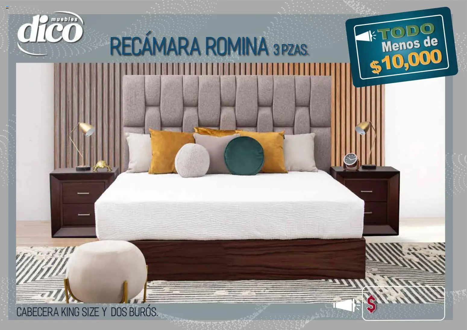 Nuevas ofertas de Muebles Dico válidas en toda la República Mexicana desde el 09.04.2026. ¡Encuentra las mejores ofertas en Muebles Dico catálogo Todo menos de 10000 Pacifico! | Página: 17 | Productos: Cabecera