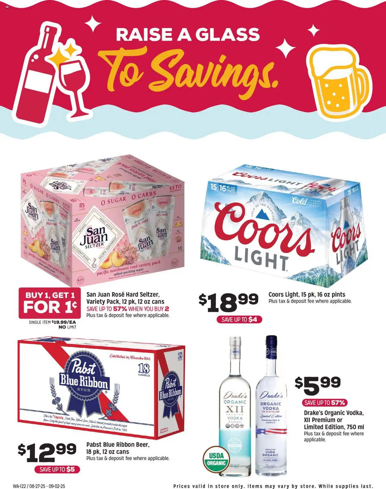 Grocery Outlet Weekly Ad - WA - valid from 27.08.2025 | Page: 7 | Products: Vodka, Water, Sugar, Peach