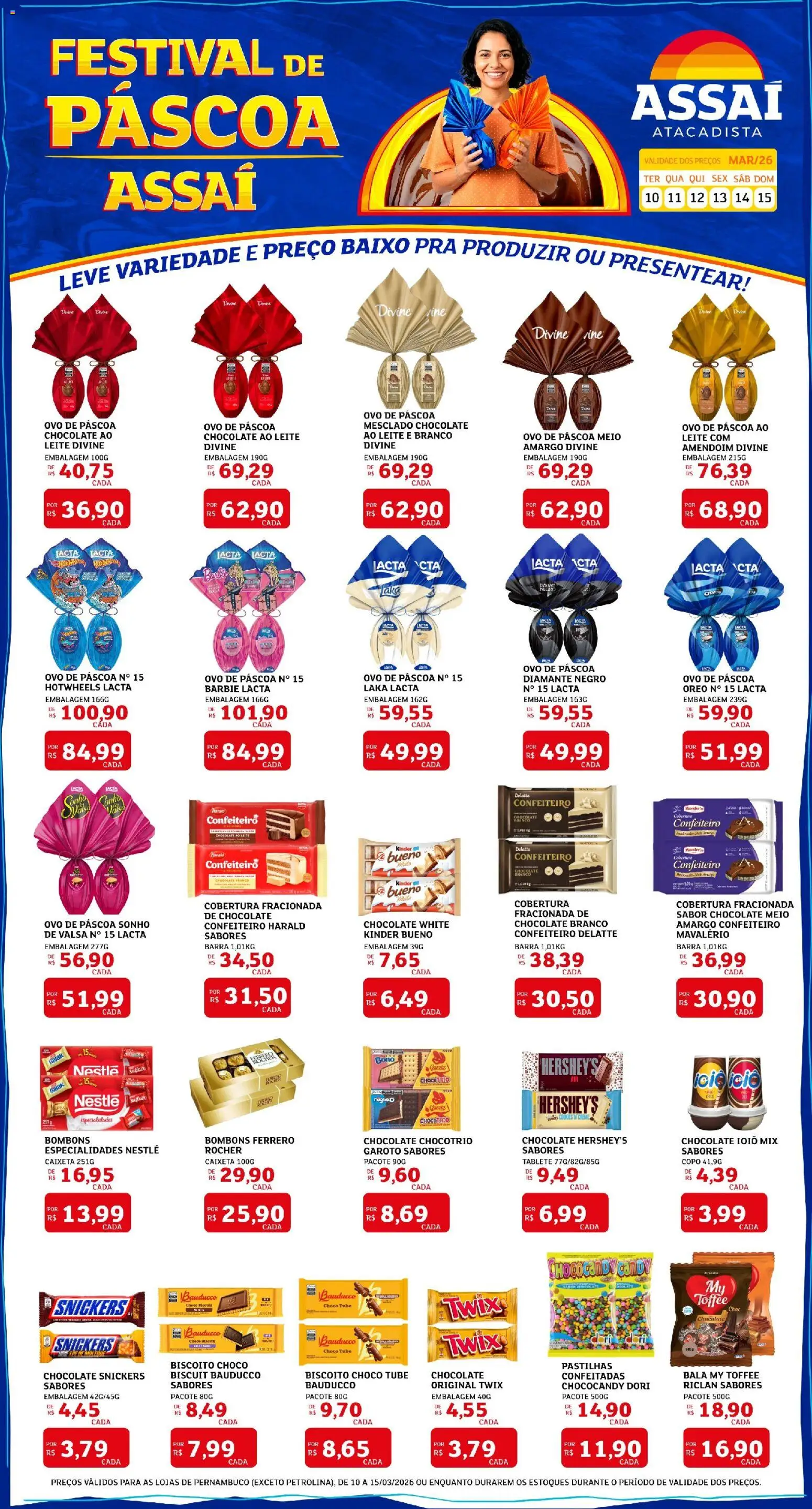 Assaí Atacadista Folheto - válido de 10.03.2026 | Página: 1 | Produtos: Twix, Chocolate, Baixo, Bala