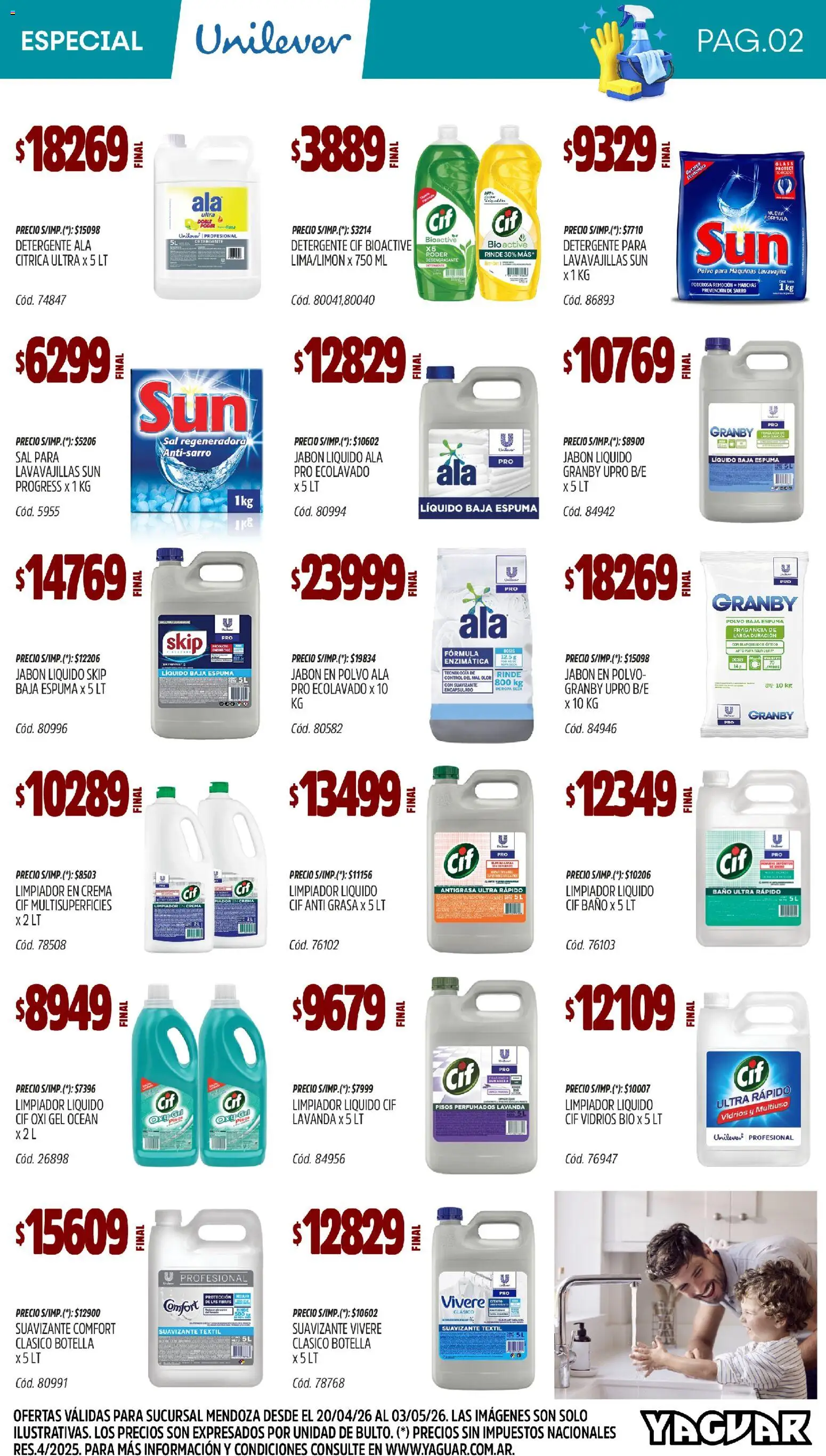 Yaguar - Especial Limpieza Mendoza │ válido desde el 20.04.2026 | Página: 2 | Productos: Antigrasa, Lavavajillas, Polvo, Jabón líquido