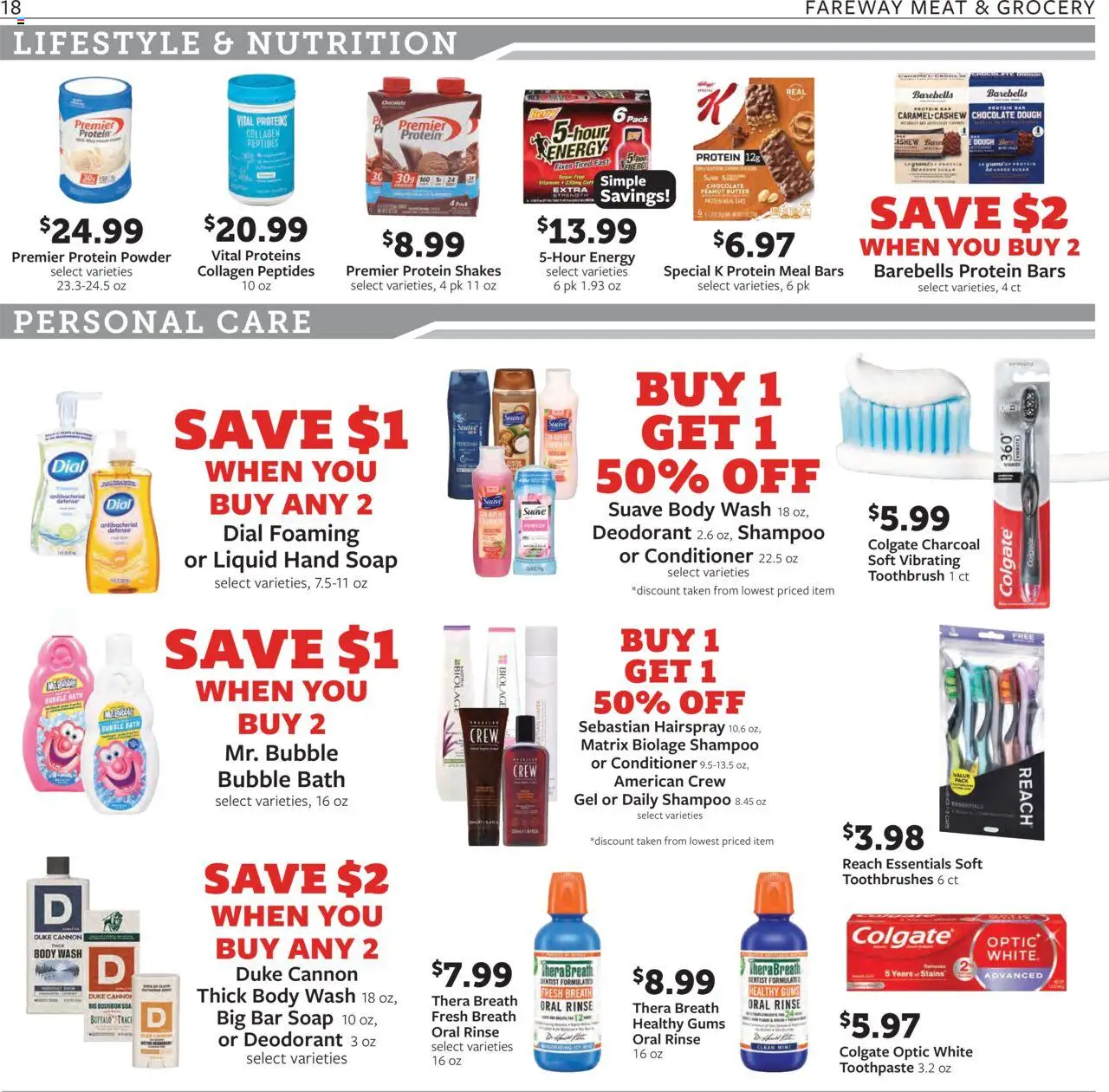 Fareway Weekly Ad - valid from 11.08.2025 | Page: 18 | Products: Bath, Toothpaste, Bar Soap, Body Wash
