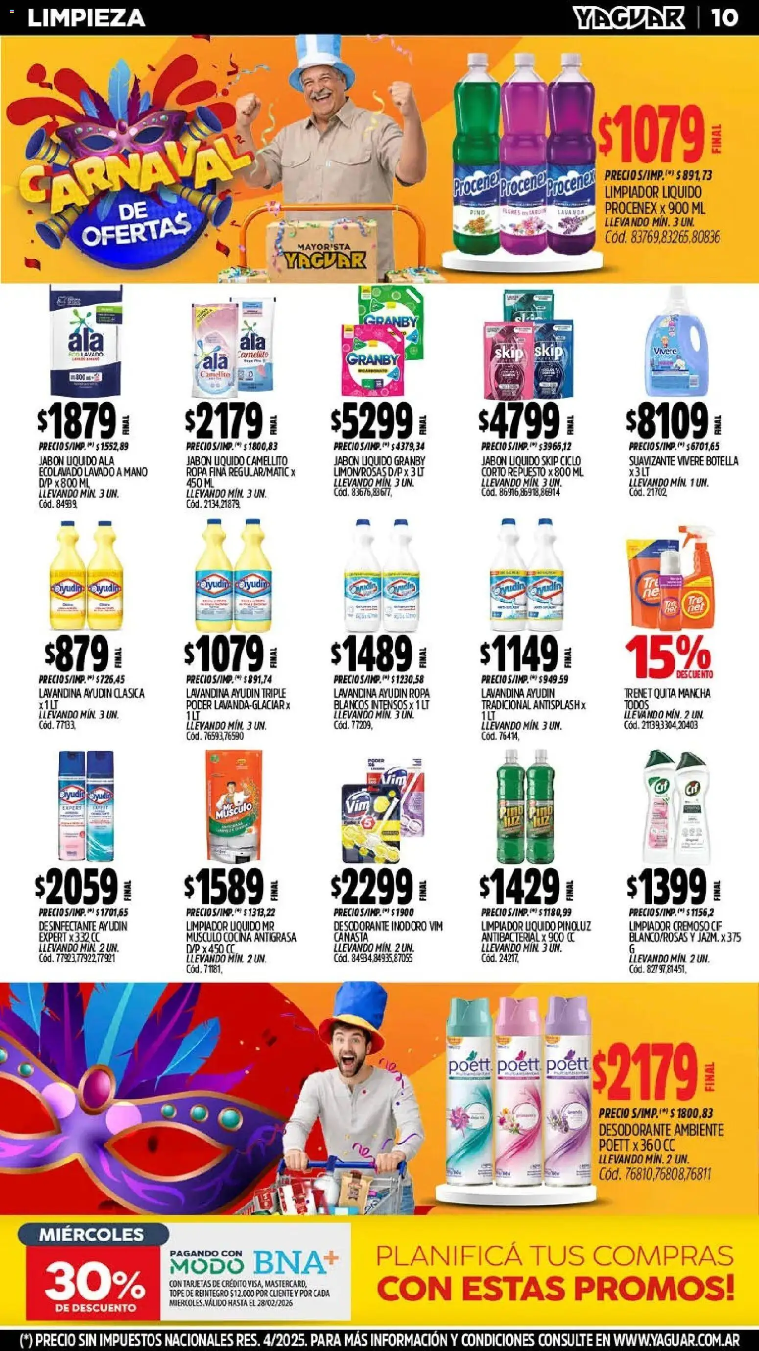 Yaguar - Oferta Semanal Mendoza │ válido desde el 16.02.2026 | Página: 9 | Productos: Desinfectante, Inodoro, Jabón líquido, Desodorante