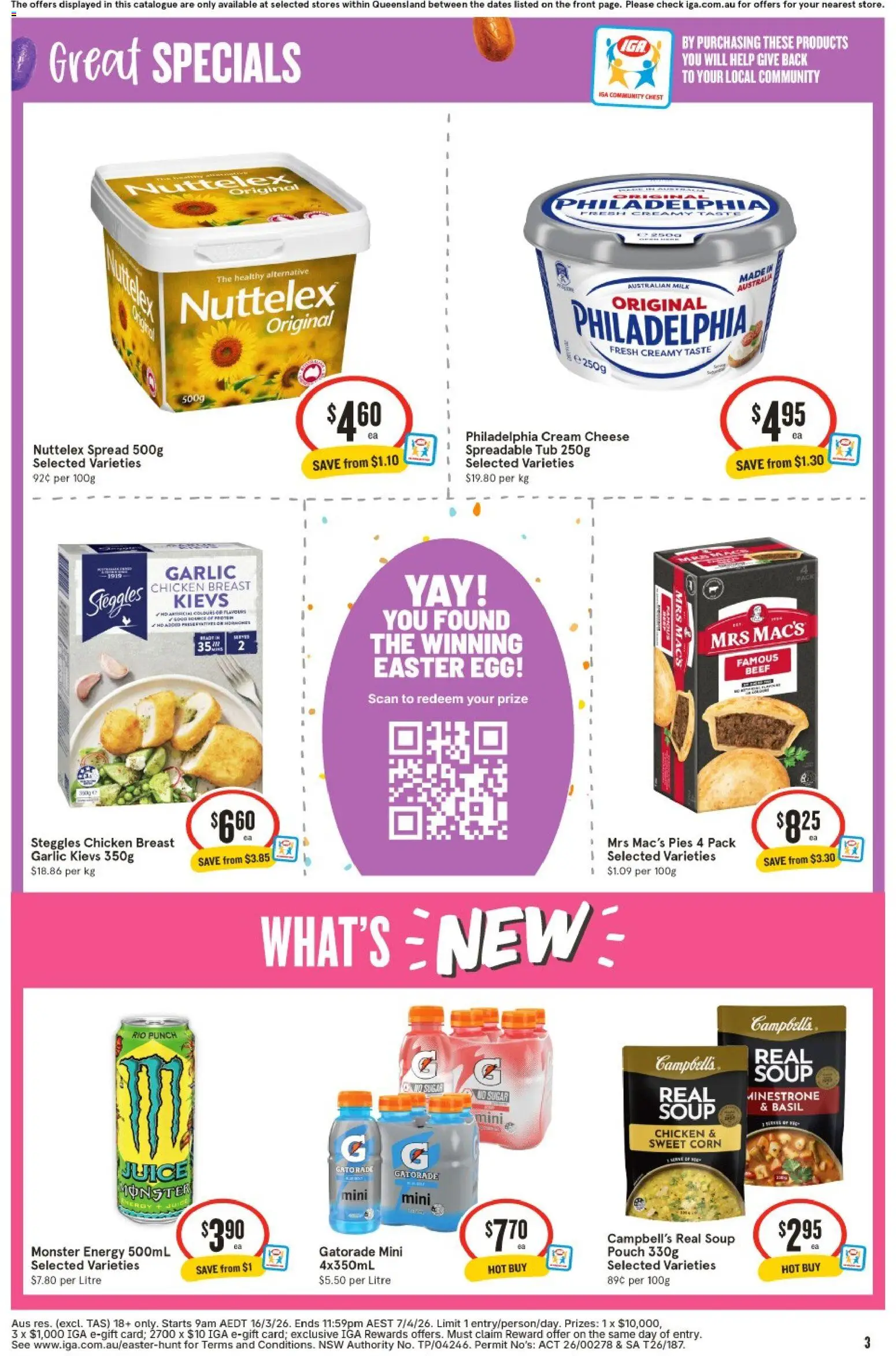 IGA catalogue - valid from 25.03.2026 | Page: 3 | Products: Cheese, Beef, Cream, Pies