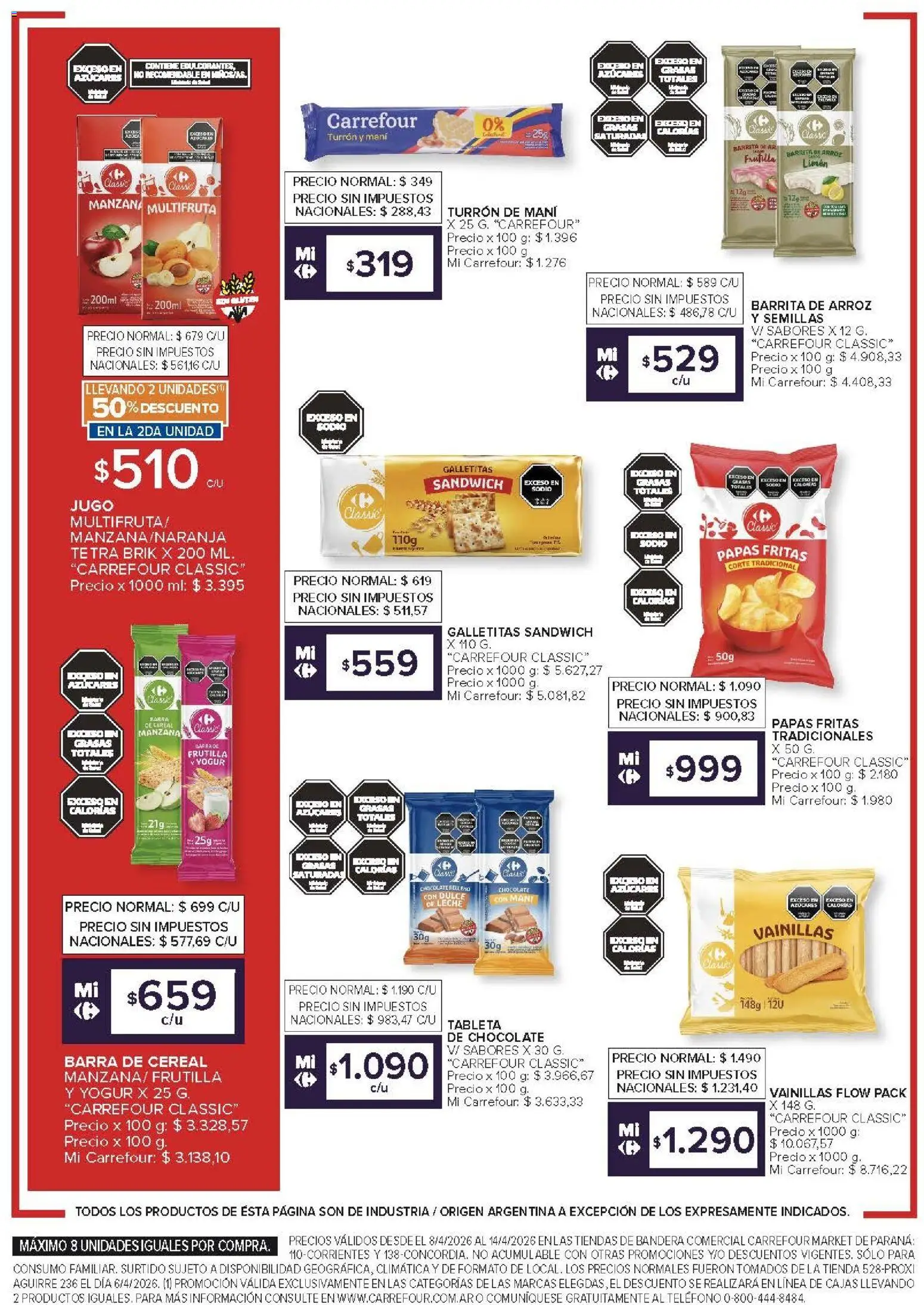 Carrefour Market - Market Paraná │ válido desde el 08.04.2026 | Página: 3 | Productos: Galletitas, Edulcorante, Semillas, Jugo