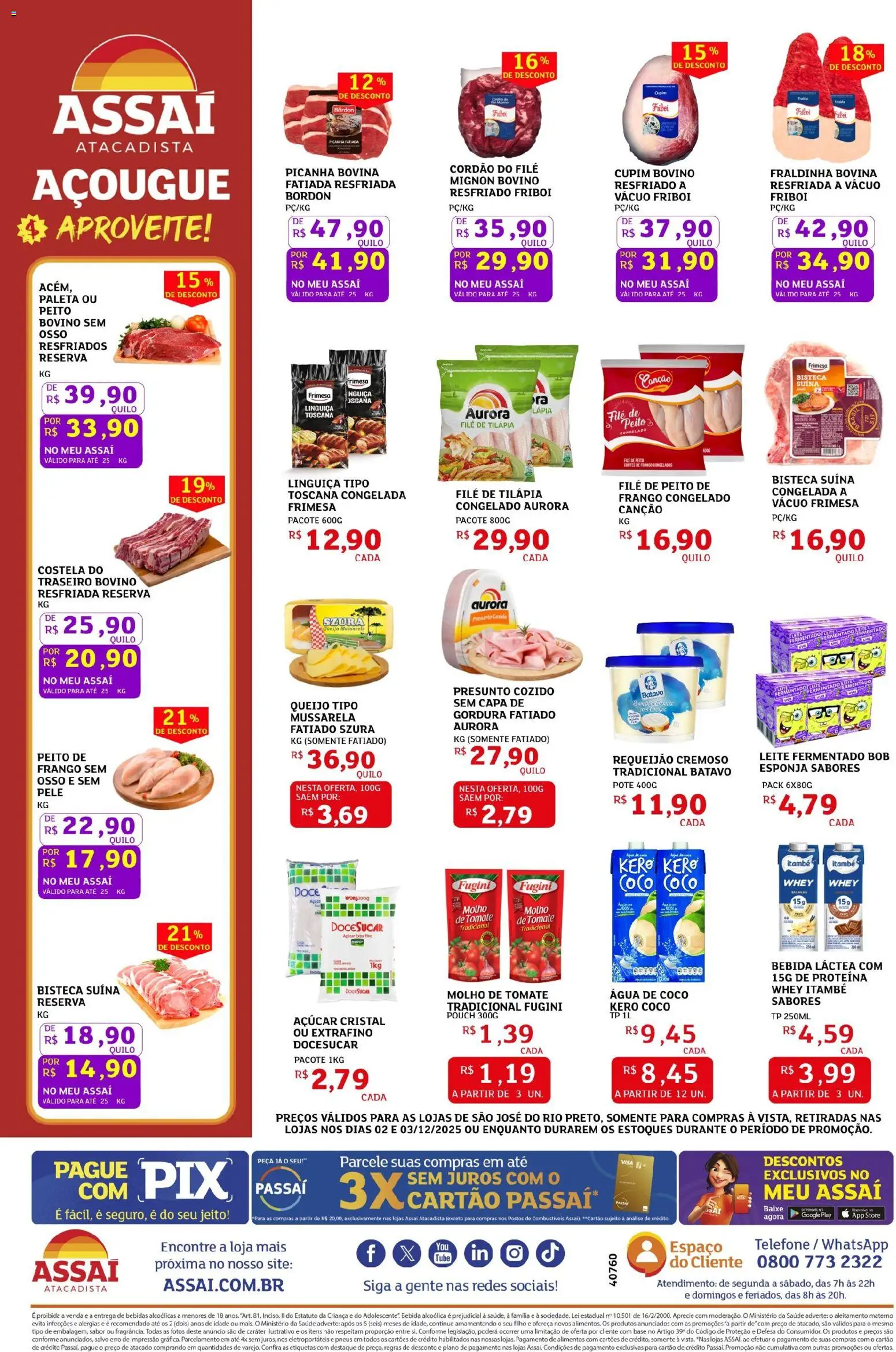 Assaí Atacadista Folheto - válido de 02.12.2025 | Página: 2 | Produtos: Base, Telefone, Filé de tilápia, Leite fermentado