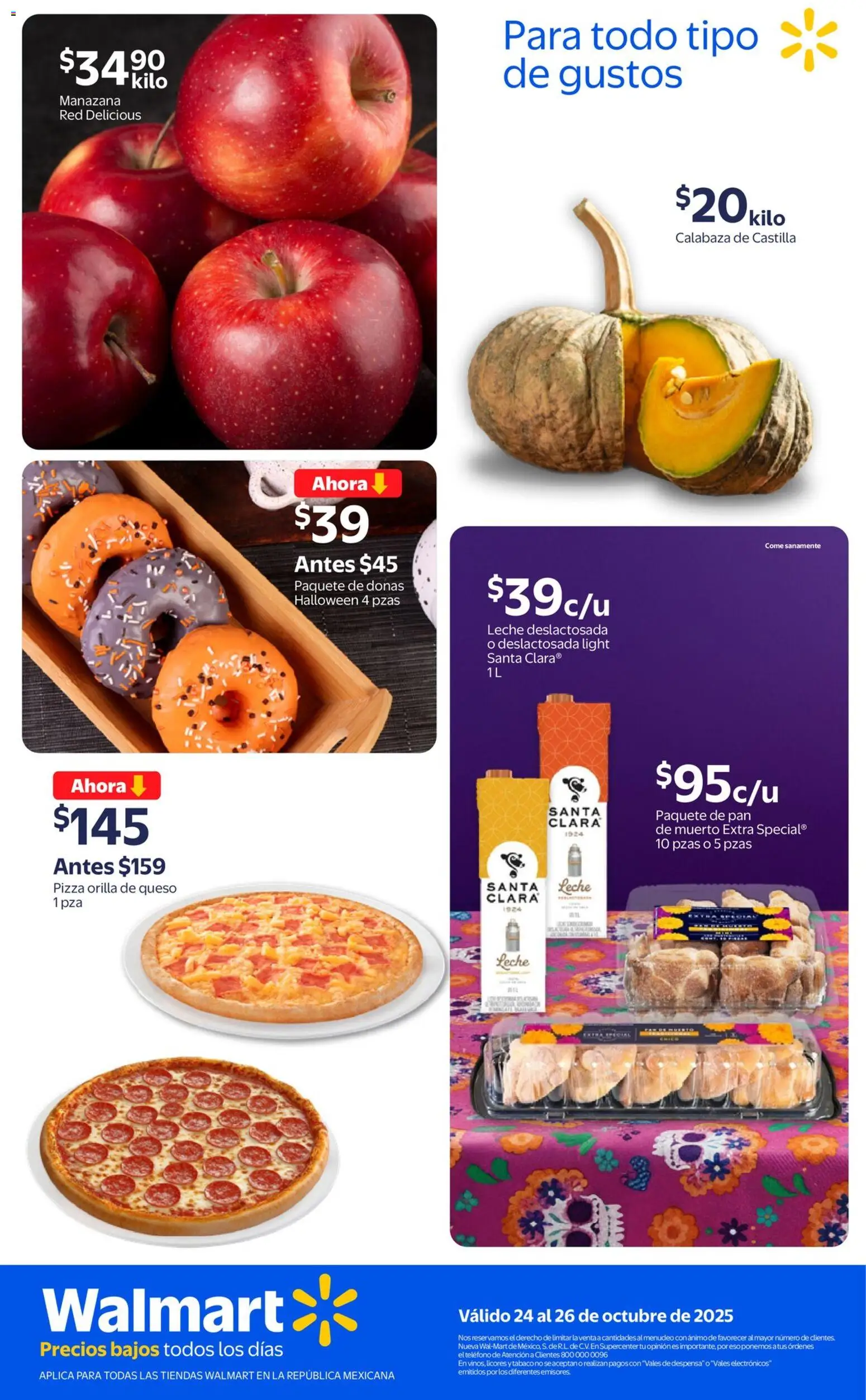 Nuevas ofertas de Walmart válidas en toda la República Mexicana desde el 24.10.2025. ¡Encuentra las mejores ofertas en Walmart - Folleto Precios Bajos! | Página: 3 | Productos: Leche, Queso, Pizza, Despensa