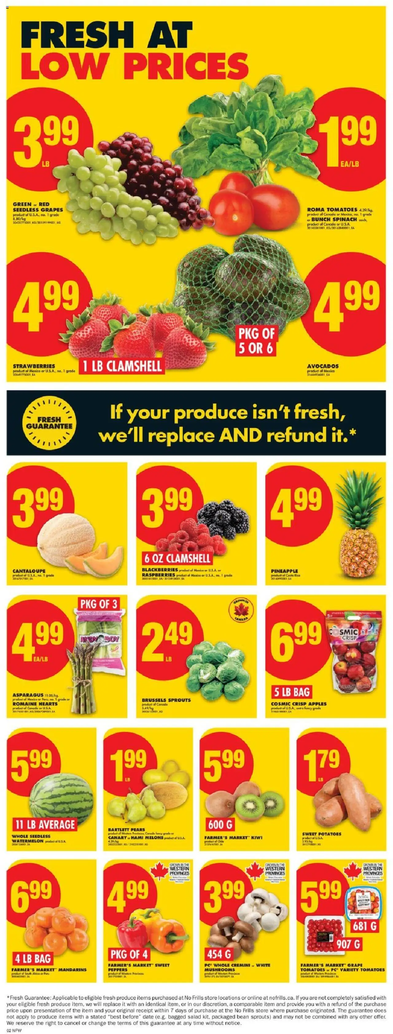 No Frills flyer valid from 25.09.2025 | Page: 3 | Products: Pineapple, Kiwi, PC, Tomatoes