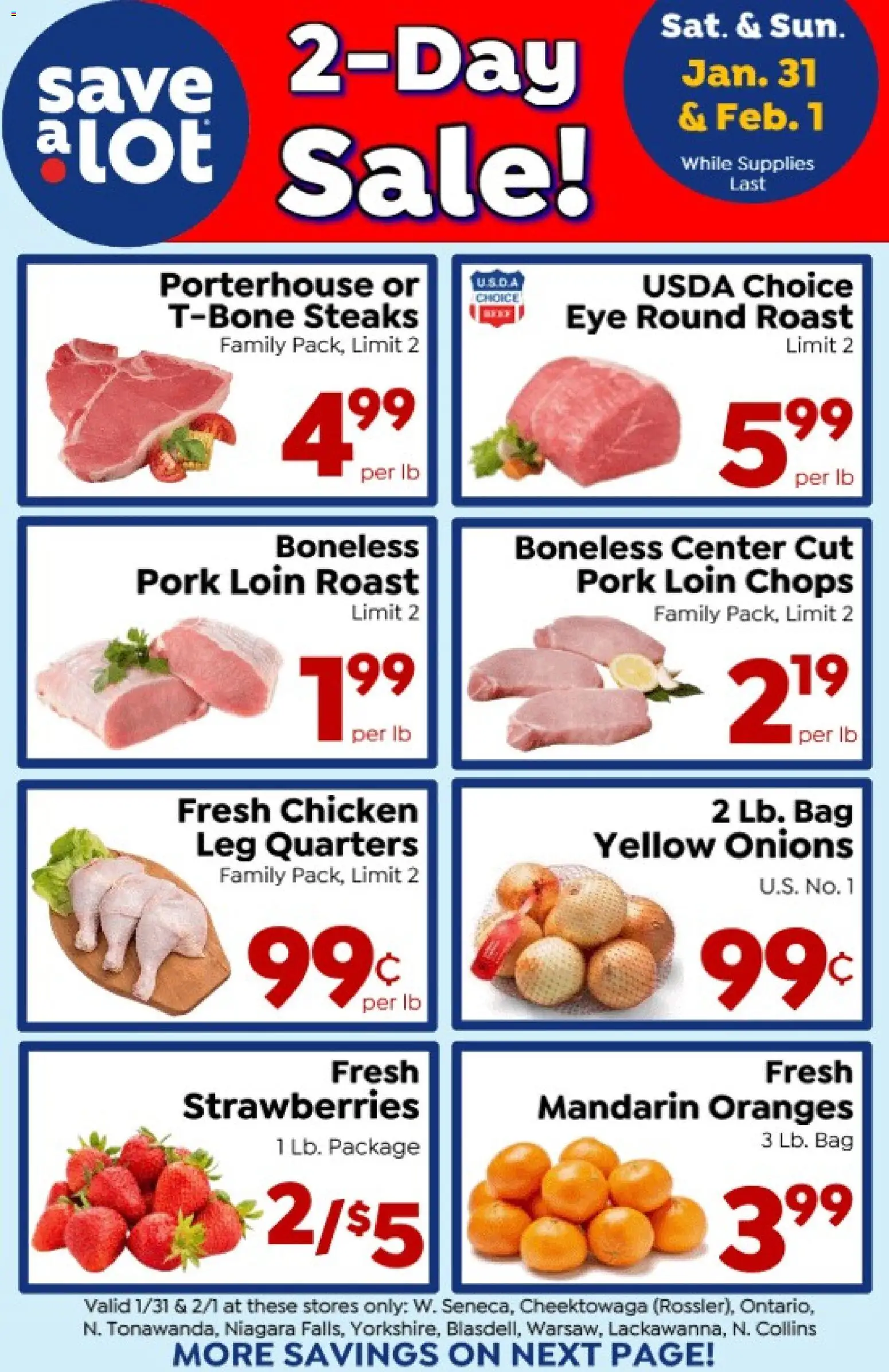 Save a Lot Special Promotion - valid from 31.01.2026 | Page: 1 | Products: Pork, Oranges, Strawberries, Bag