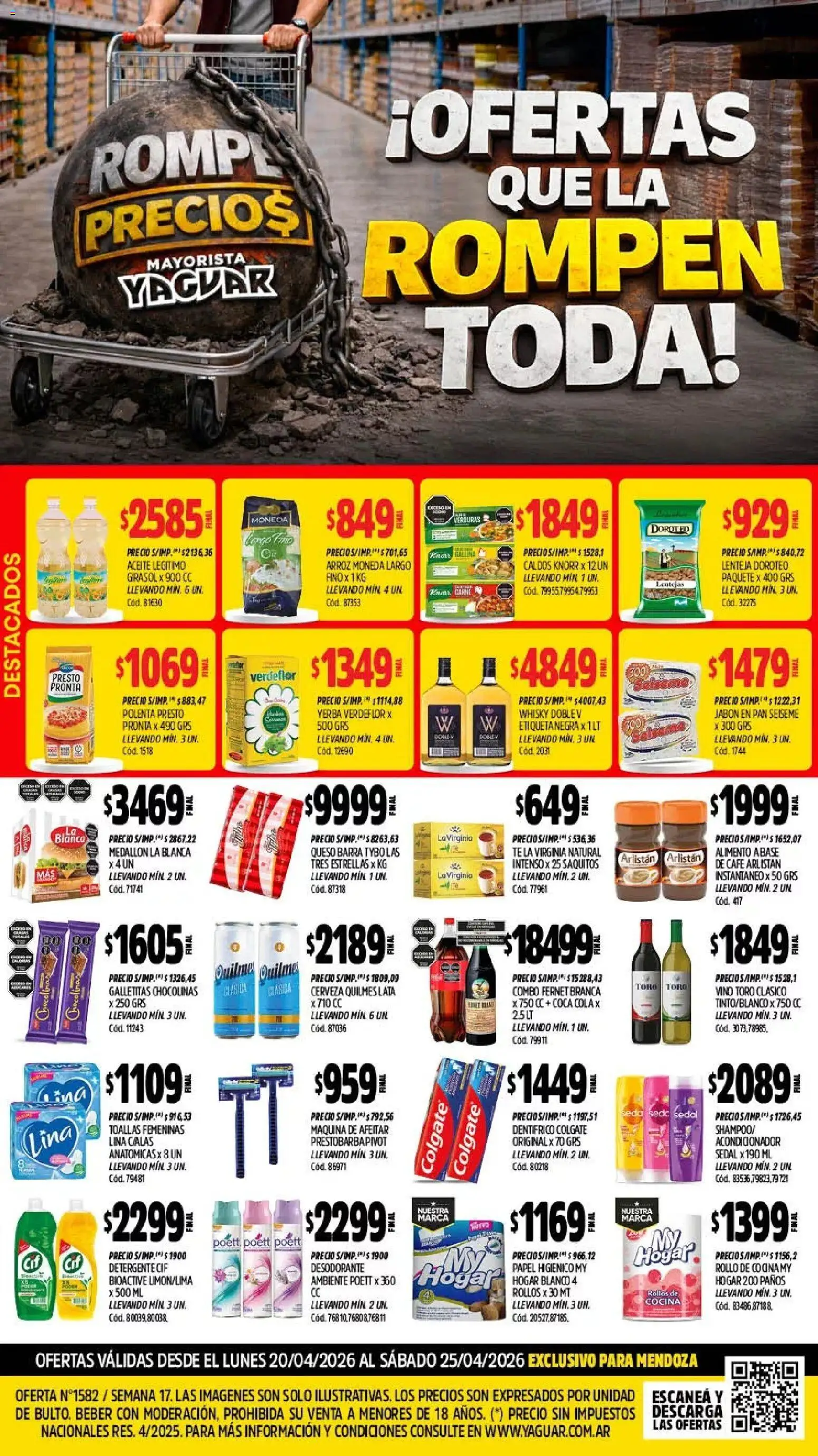 Yaguar - Oferta Semanal Mendoza │ válido desde el 20.04.2026 | Página: 1 | Productos: Cocina, Toallas, Jabón, Desodorante