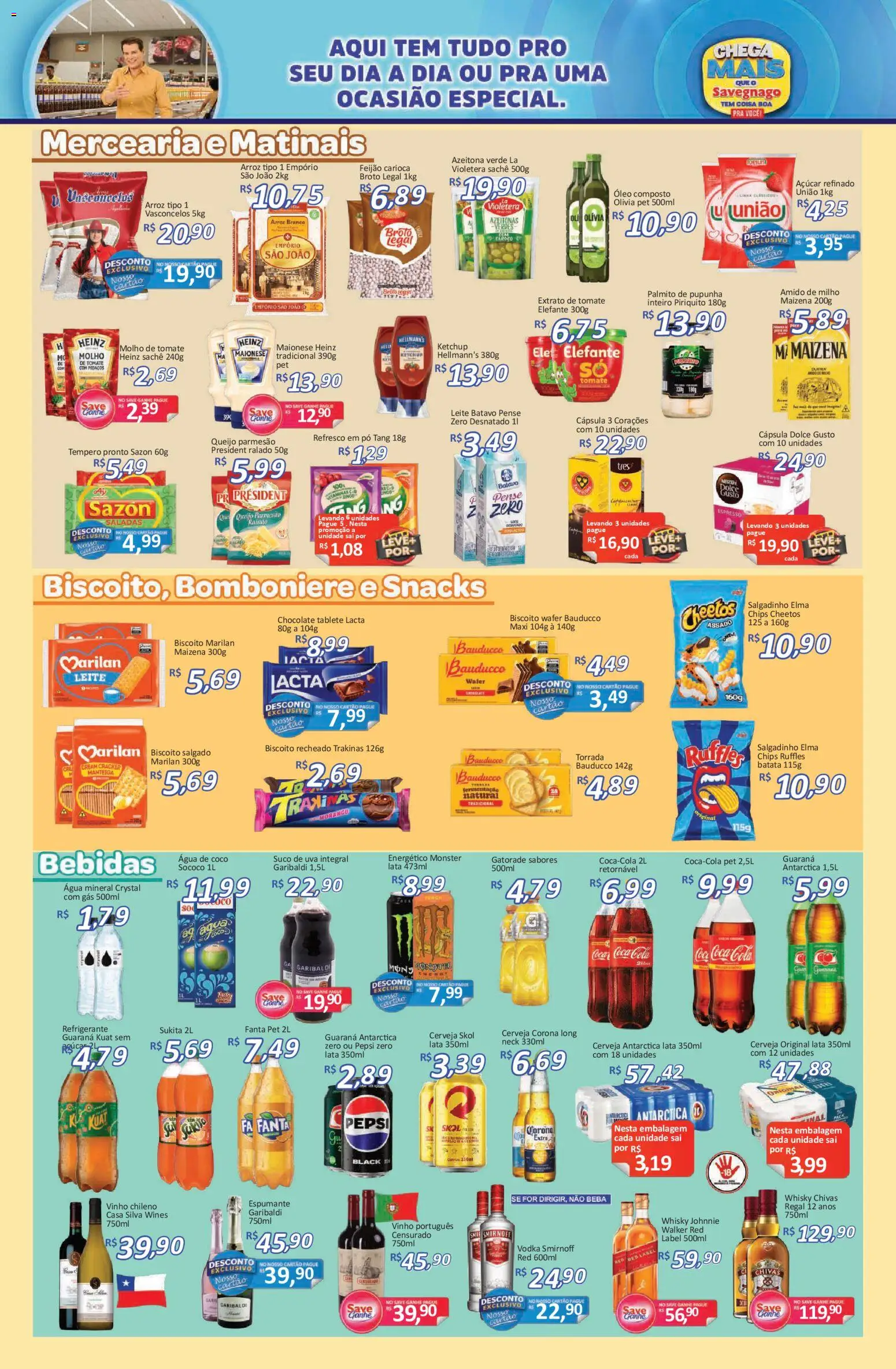 Savegnago Folheto - válido de 22.01.2026 | Página: 3 | Produtos: Pupunha, Guaraná, Fanta, Whisky