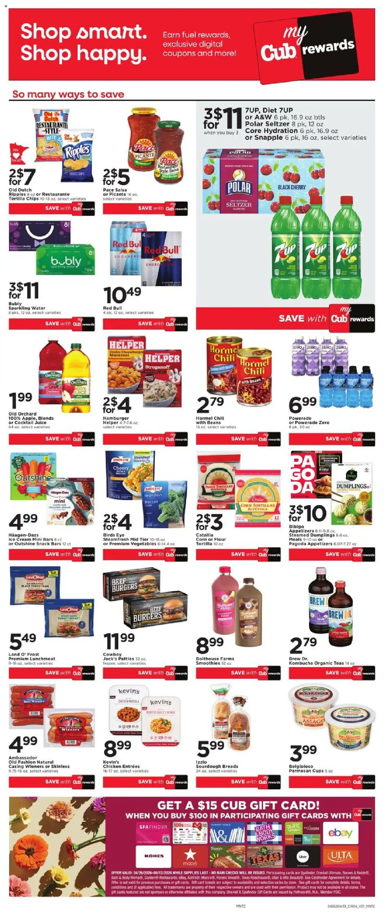 Cub Foods Weekly Ad - valid from 26.04.2026 | Page: 8 | Products: Chips, Ice cream, Water, Vegetables