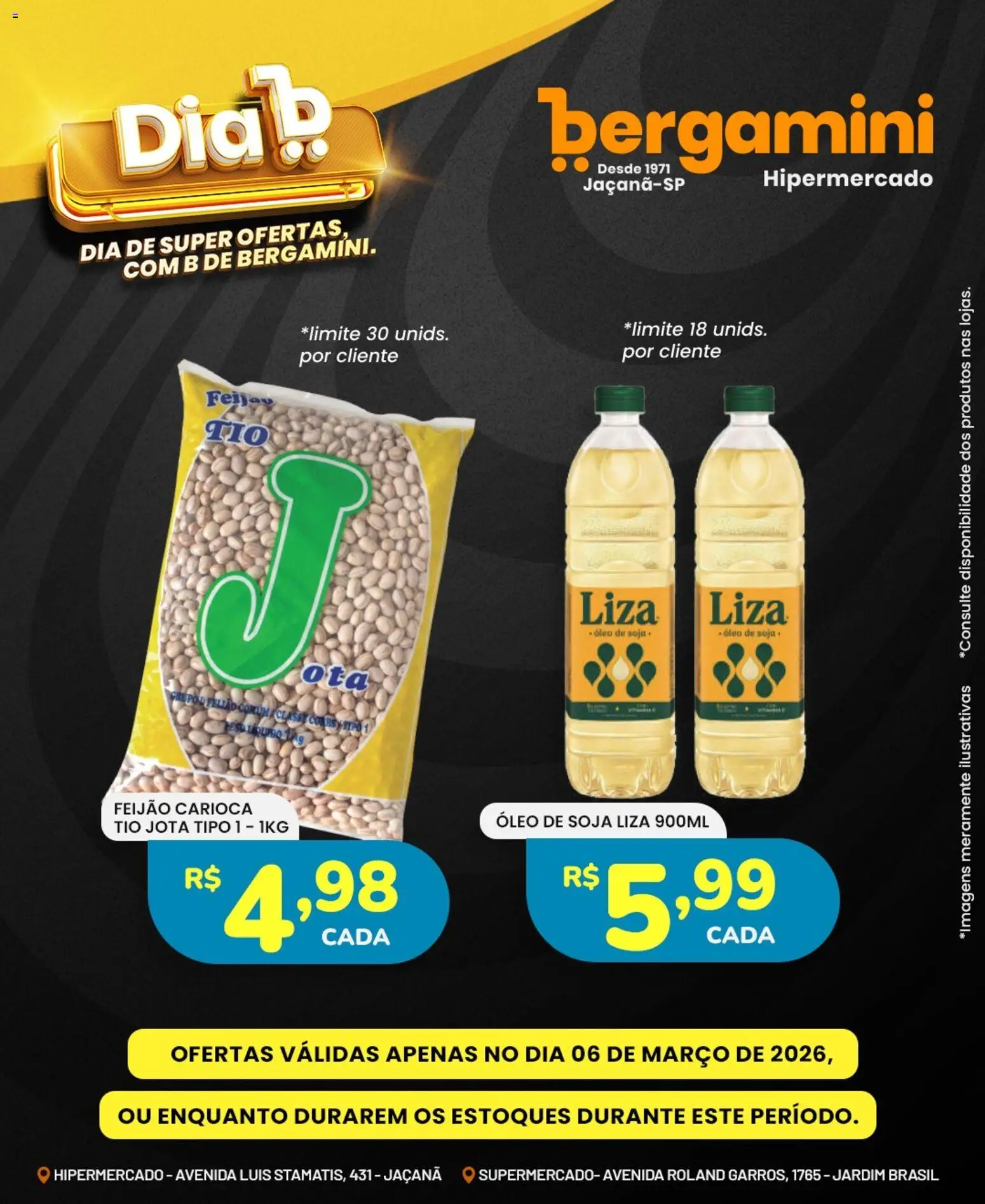 Supermercado Bergamini Folheto - válido de 06.03.2026 | Página: 3 | Produtos: Feijão, Óleo, Soja