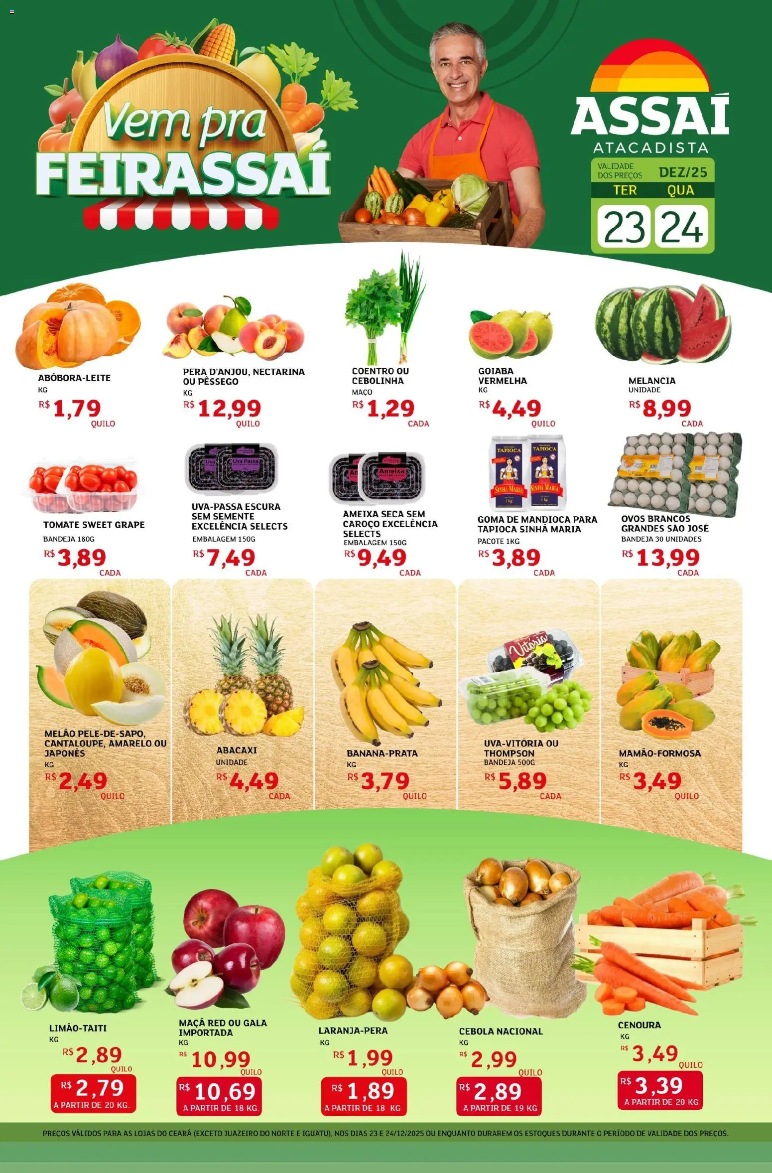 Assaí Atacadista Folheto - válido de 23.12.2025 | Página: 1 | Produtos: Melão, Tapioca, Abacaxi, Cenoura