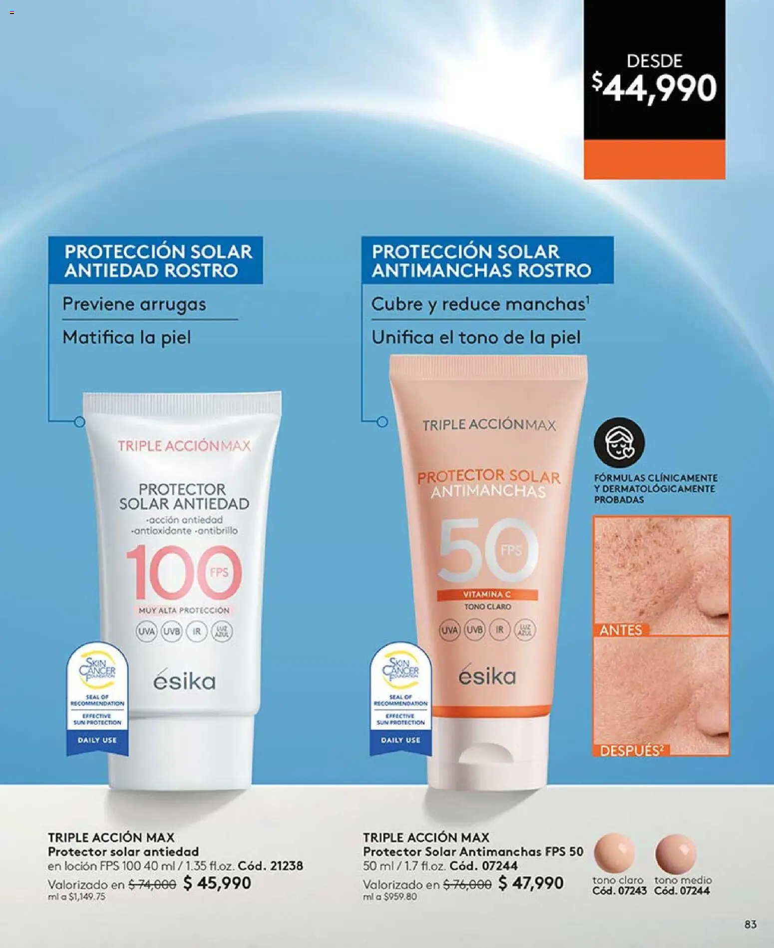 Ésika revista - valida desde el 02.03.2026 | Página: 83 | Productos: Loción, Protector solar