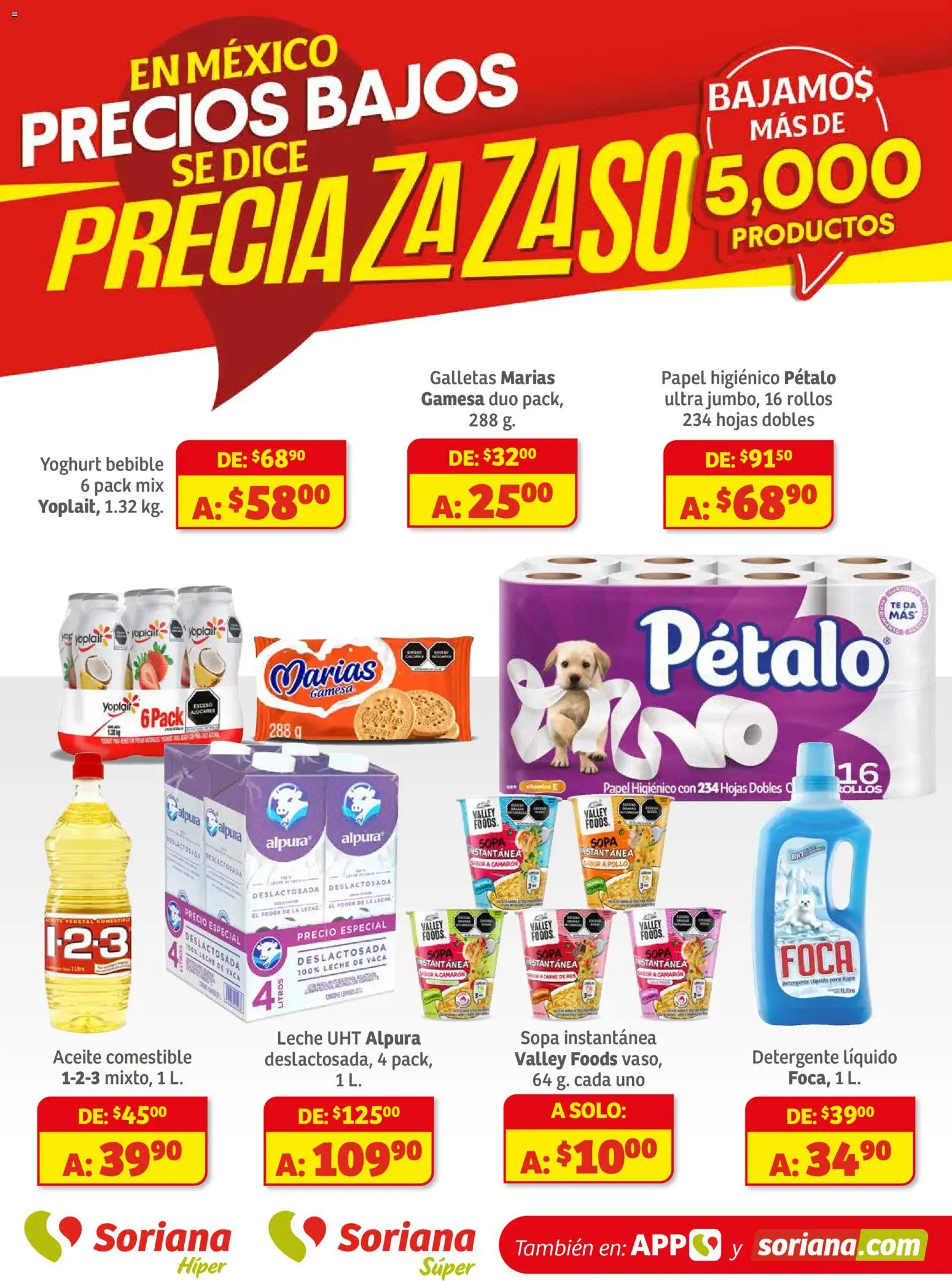 Nuevas ofertas de Soriana válidas en toda la República Mexicana desde el 27.11.2025. ¡Encuentra las mejores ofertas en Soriana - Preciazazaso Súper: BCS, Jal, Nay, Sin, Son! | Página: 1 | Productos: Detergente, Sopa, Leche, Té