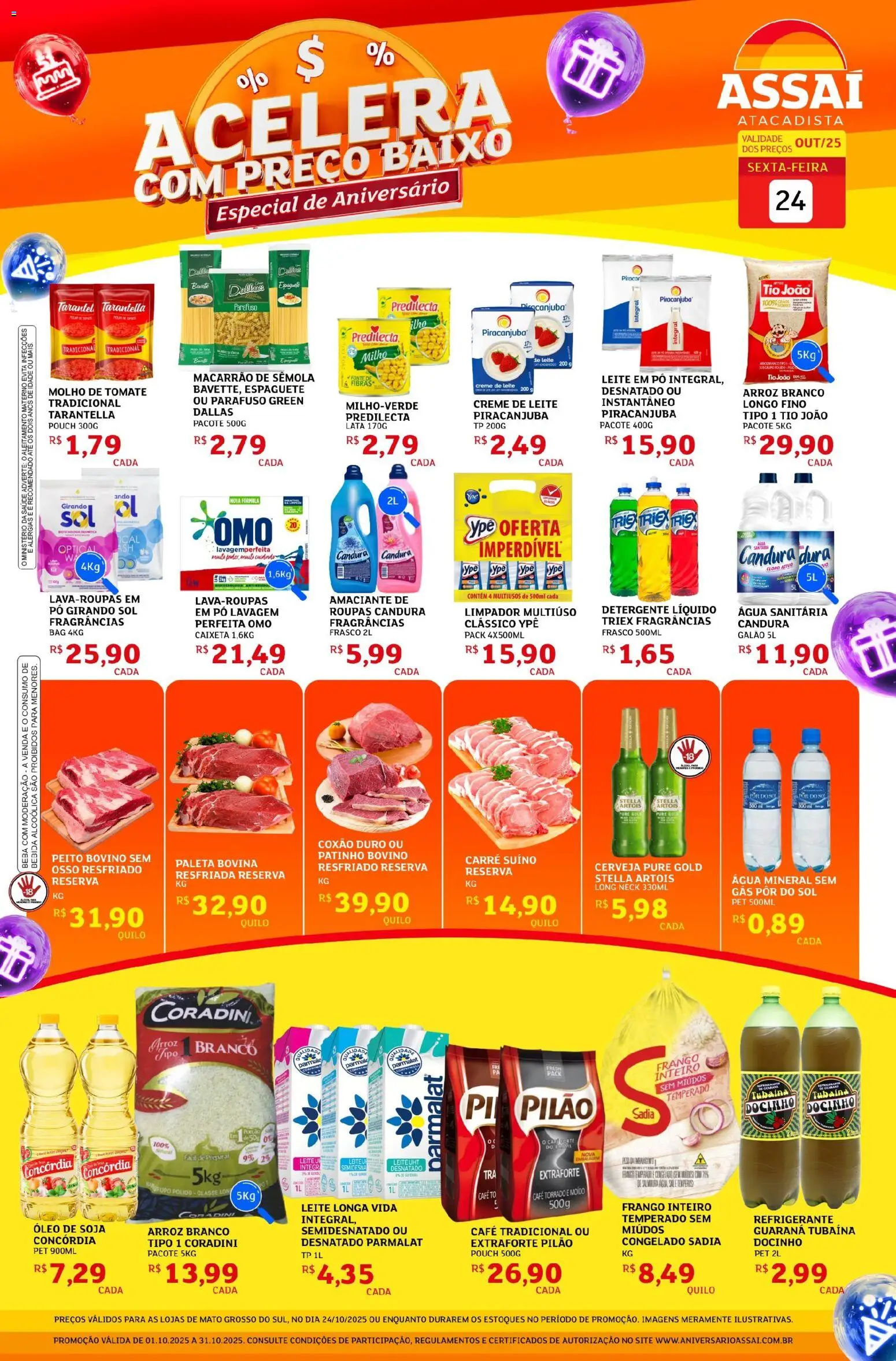 Assaí Atacadista Folheto - válido de 24.10.2025 | Página: 1 | Produtos: Girando sol, Macarrão, Refrigerante, Frango