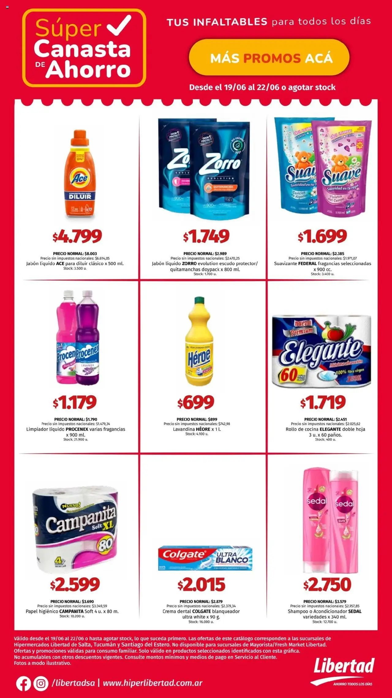 Hipermercado Libertad - Canasta - NEA │ válido desde el 19.06.2025 | Página: 4 | Productos: Algodón, Jabón, Plancha, Canasta