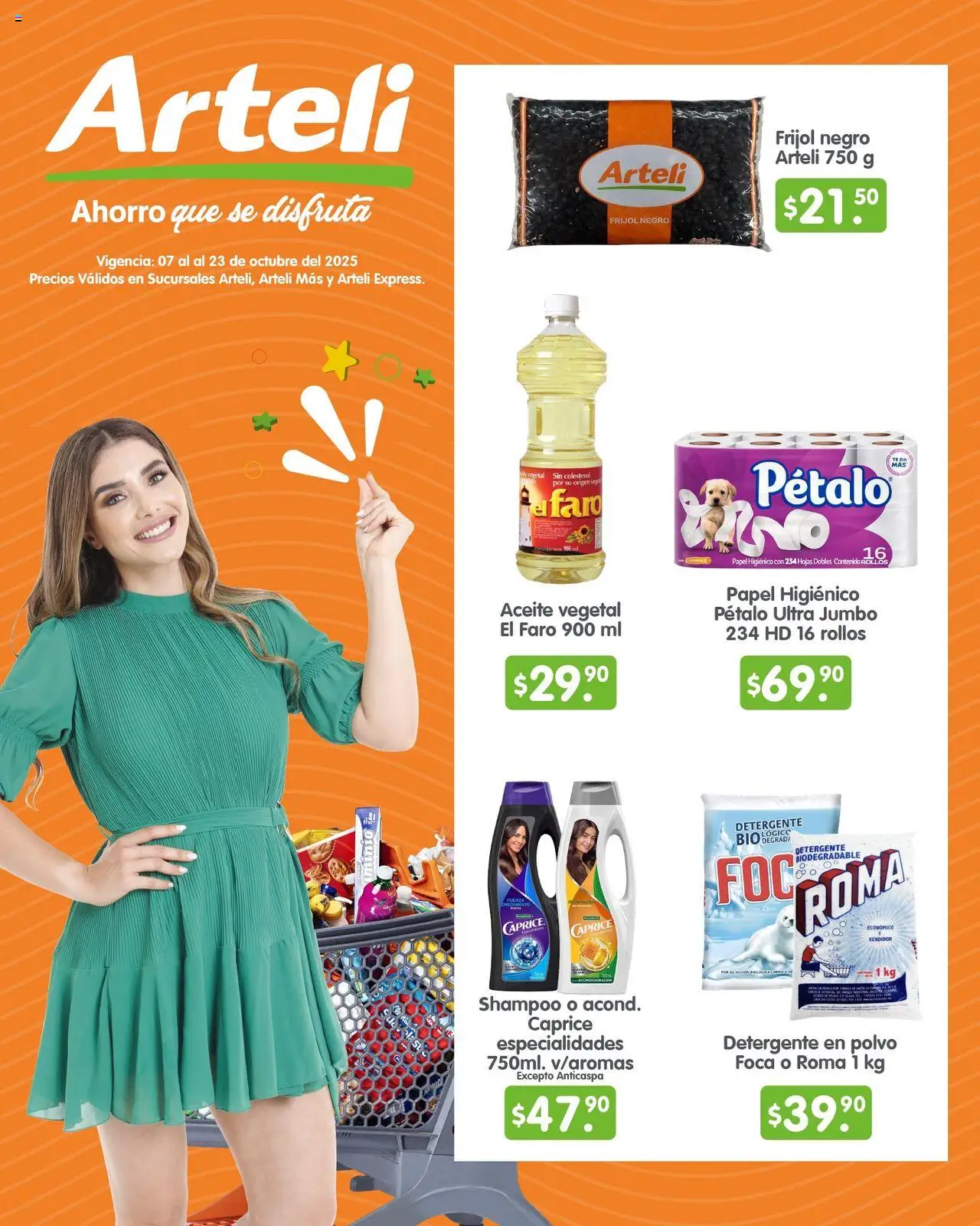 Nuevas ofertas de Arteli válidas en toda la República Mexicana desde el 07.10.2025. ¡Encuentra las mejores ofertas en Arteli - Folleto Quincenal! | Página: 1 | Productos: Detergente, Aceite, Papel higiénico, Polvo
