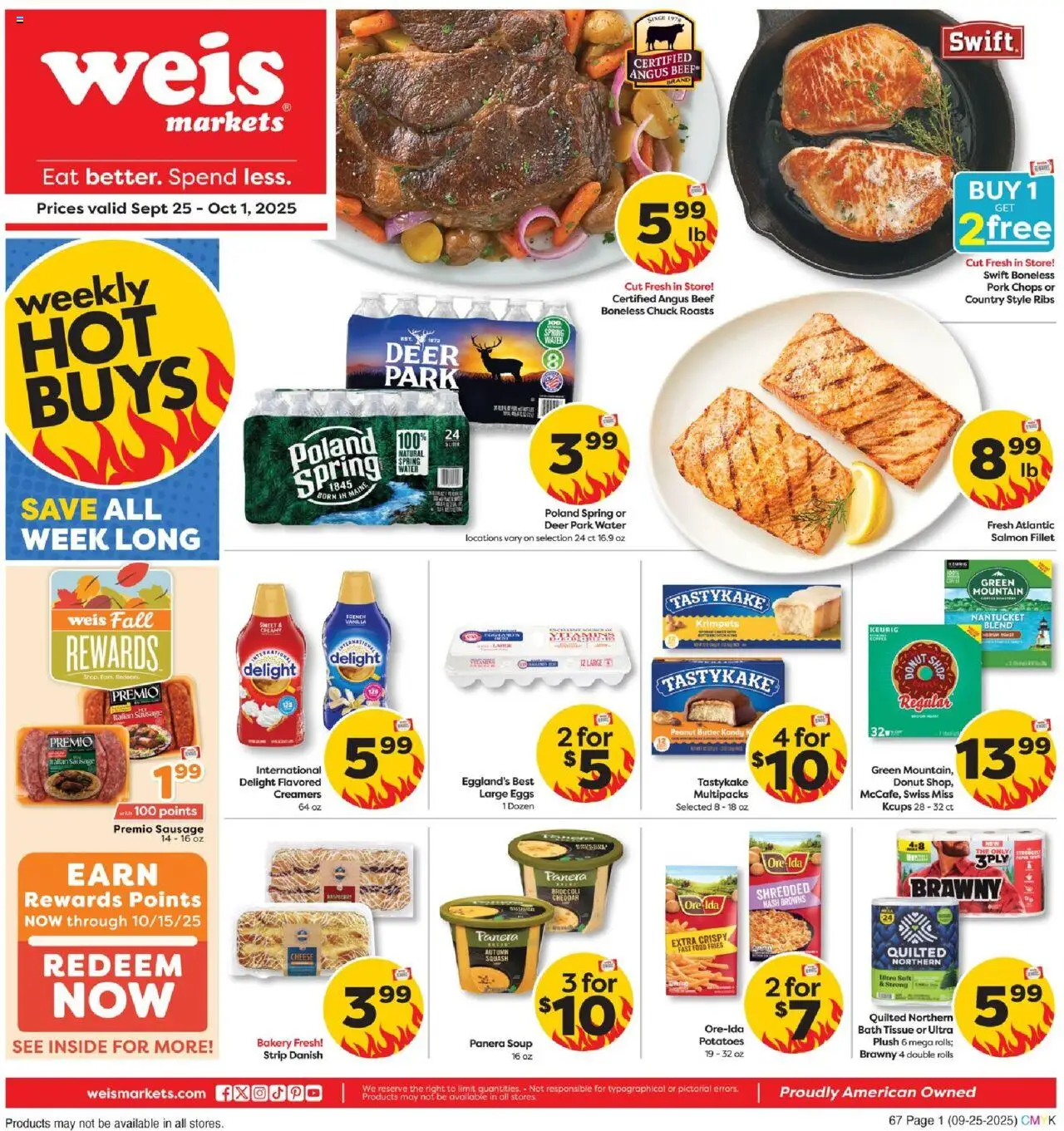 Weis Weekly Circular - MD - valid from 25.09.2025 | Page: 1 | Products: Bakery, Squash, Butter, Cheese